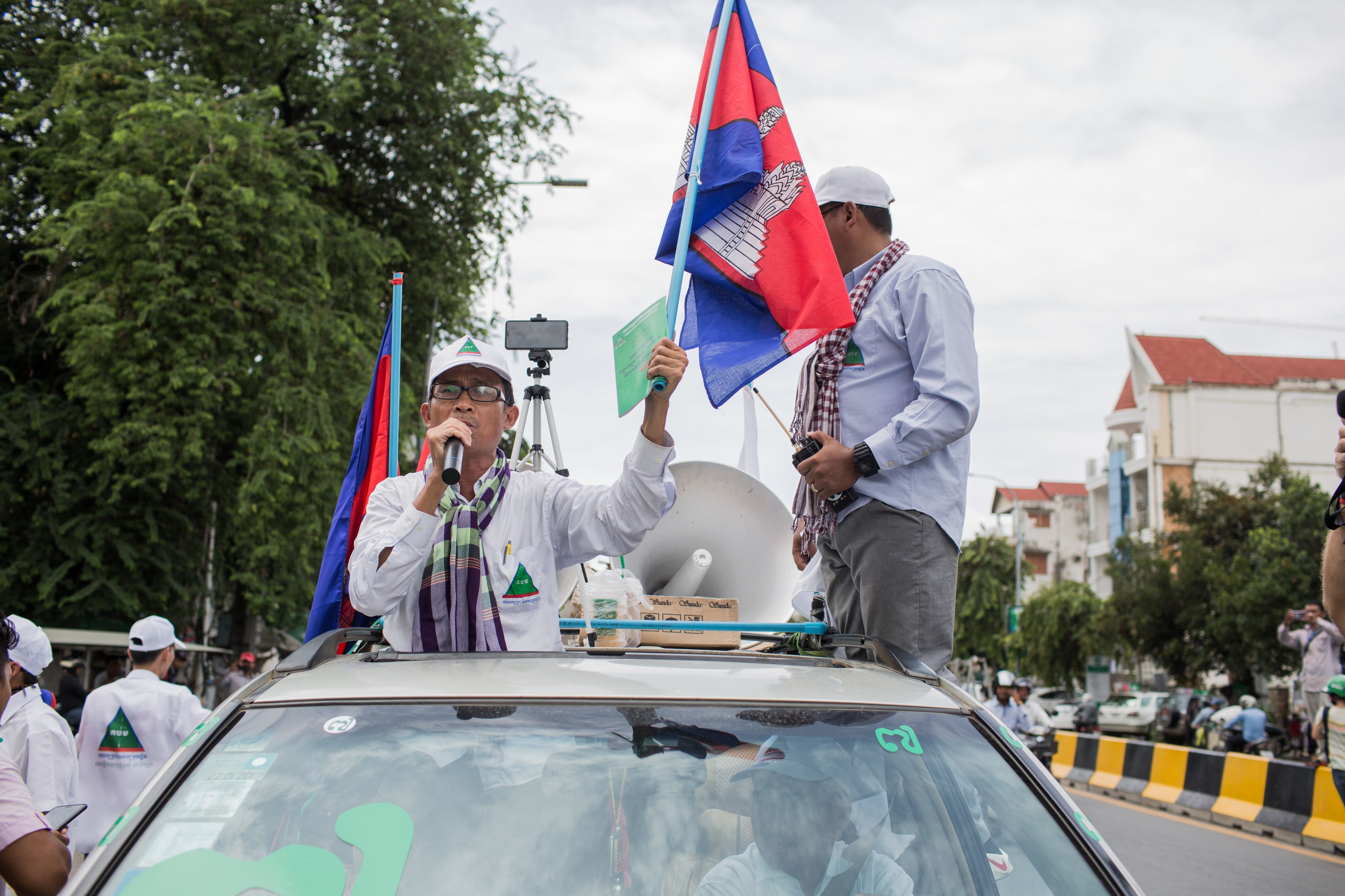 Yang Saing Koma, a candidate for the
                      Grassroots Democratic Party in Phnom Penh on July 10, 2018. (Enric Catala Contreras&mdash;SOPA Images/LightRocket/Getty Images)
