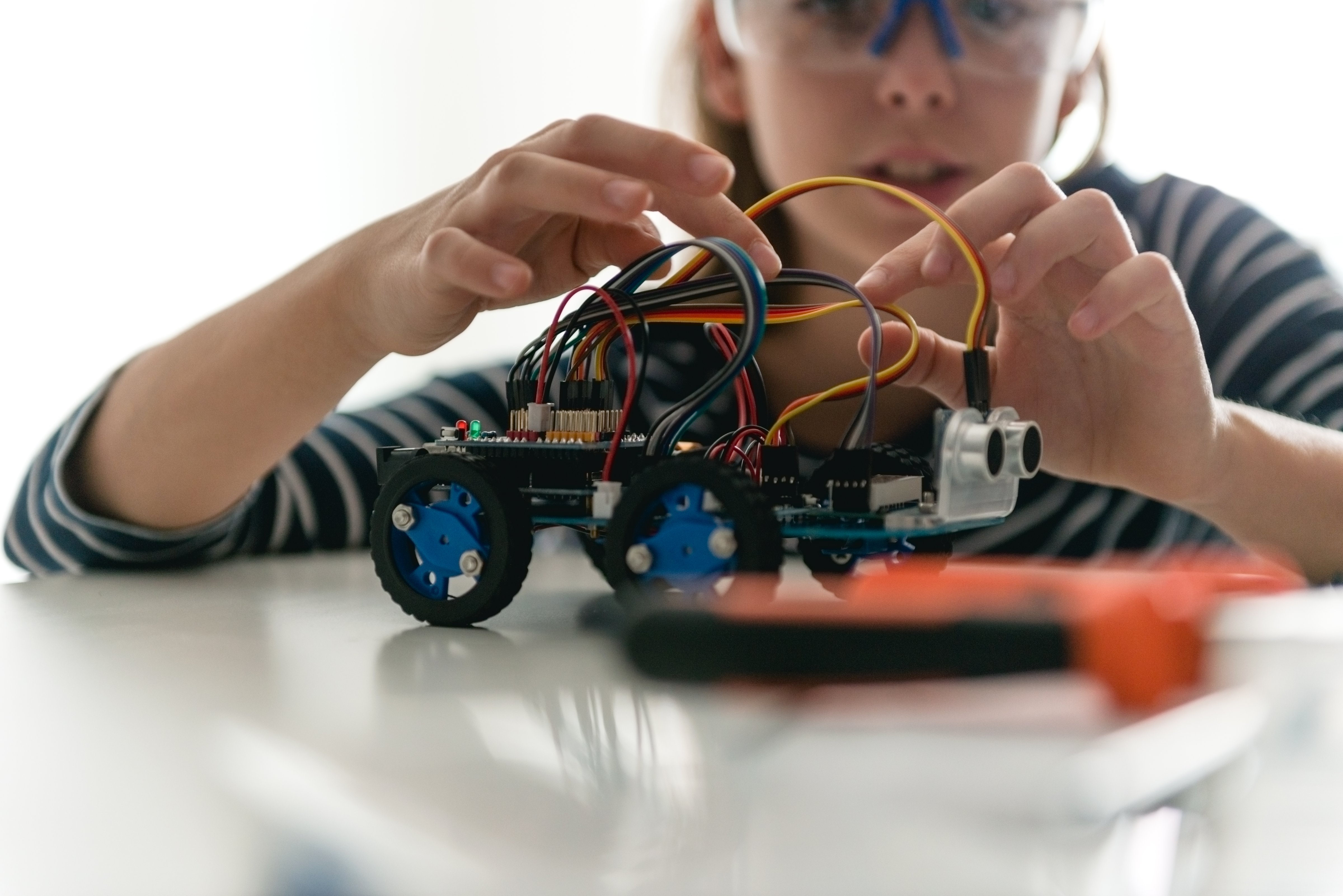 Building her own robotic car