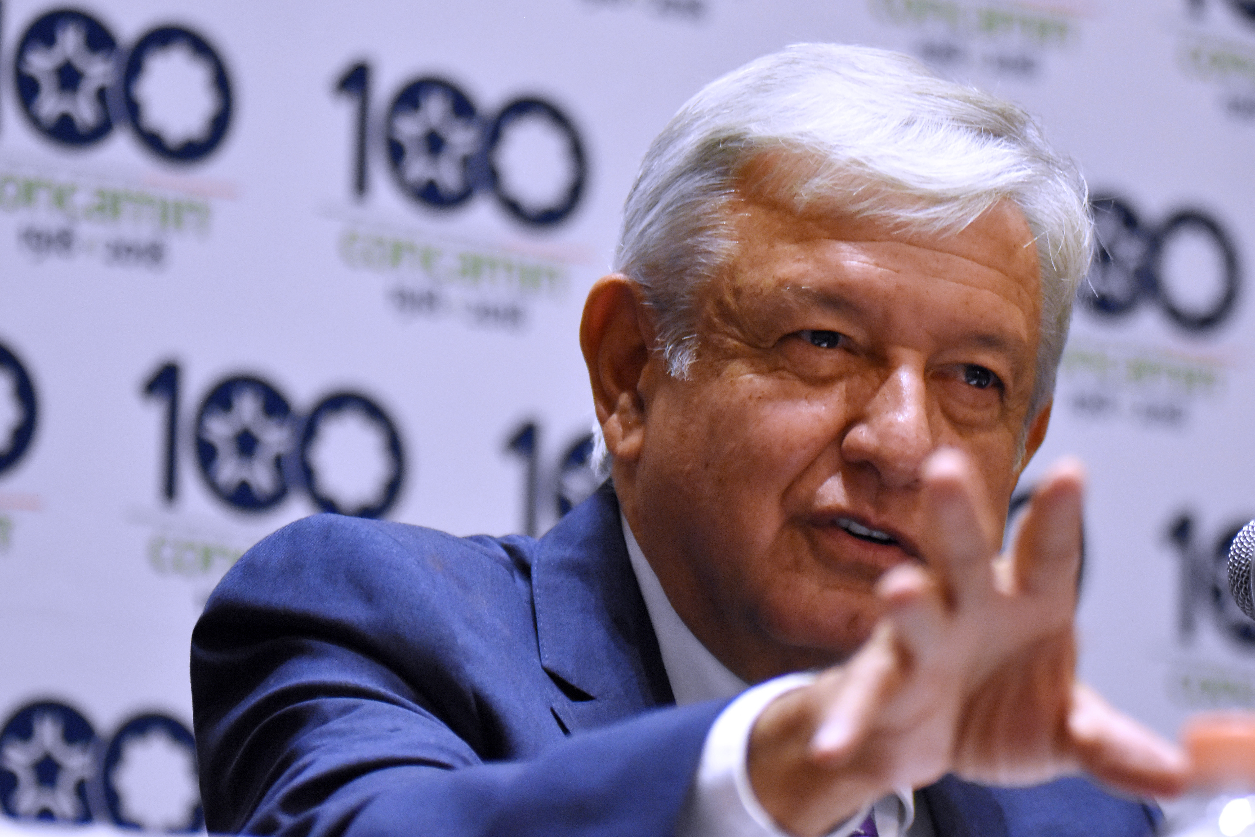 Newly elected President of Mexico Andres Manuel Lopez Obrador speaks during a press conference after a meeting between himself and President of the CONCAMIN Francisco Cervantes Diaz at Hyatt Regency Polanco hotel on July 9, 2018 in Mexico City, Mexico. (Carlos Tischler&mdash;Getty Images)