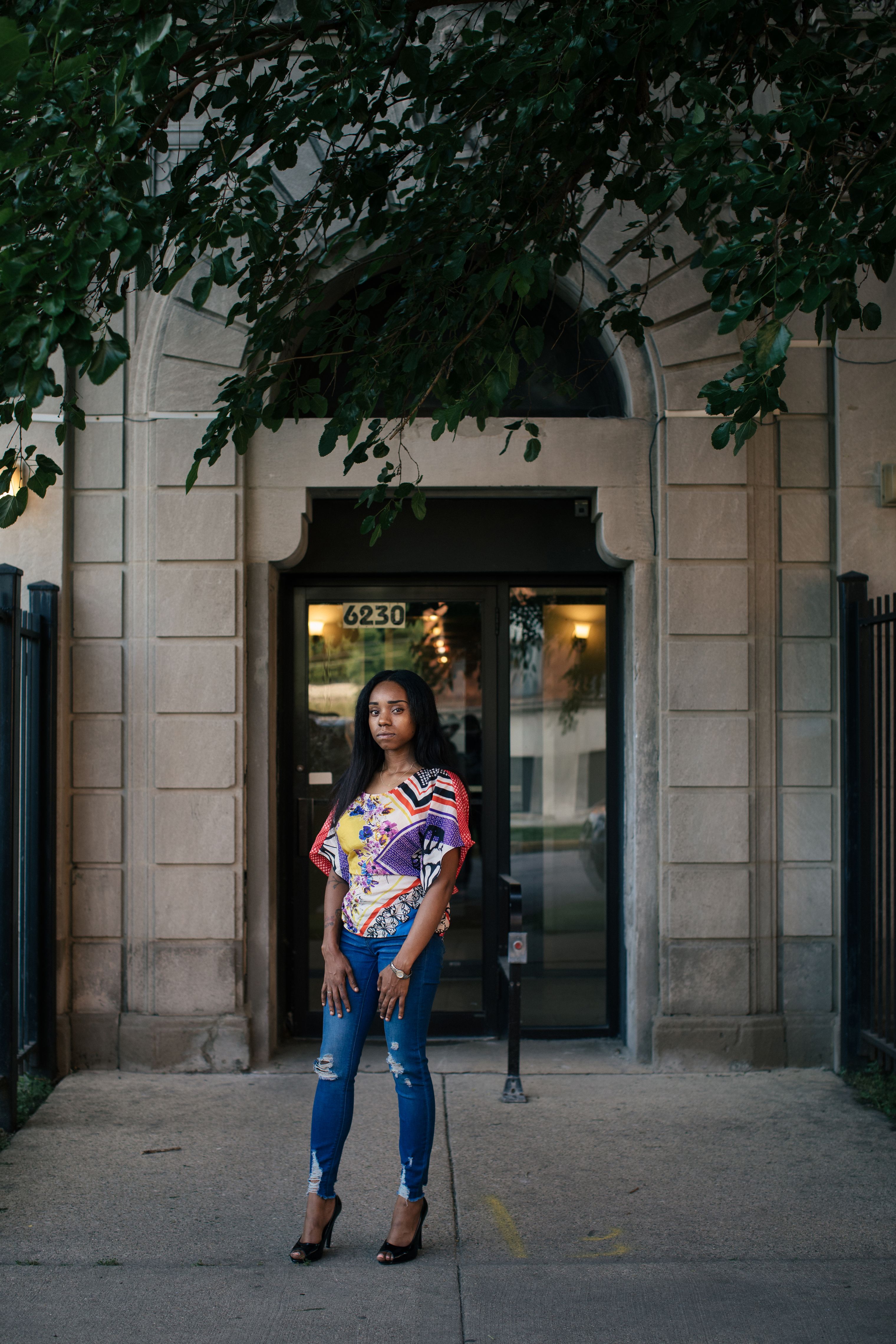 Kyana Butler, who lives in Woodlawn, said her rent went up $100 per month since the announcement of the Obama Presidential Center in the adjacent Jackson Park. Butler, her fiancé and their daughter will move this summer. (Alyssa Schukar for TIME)