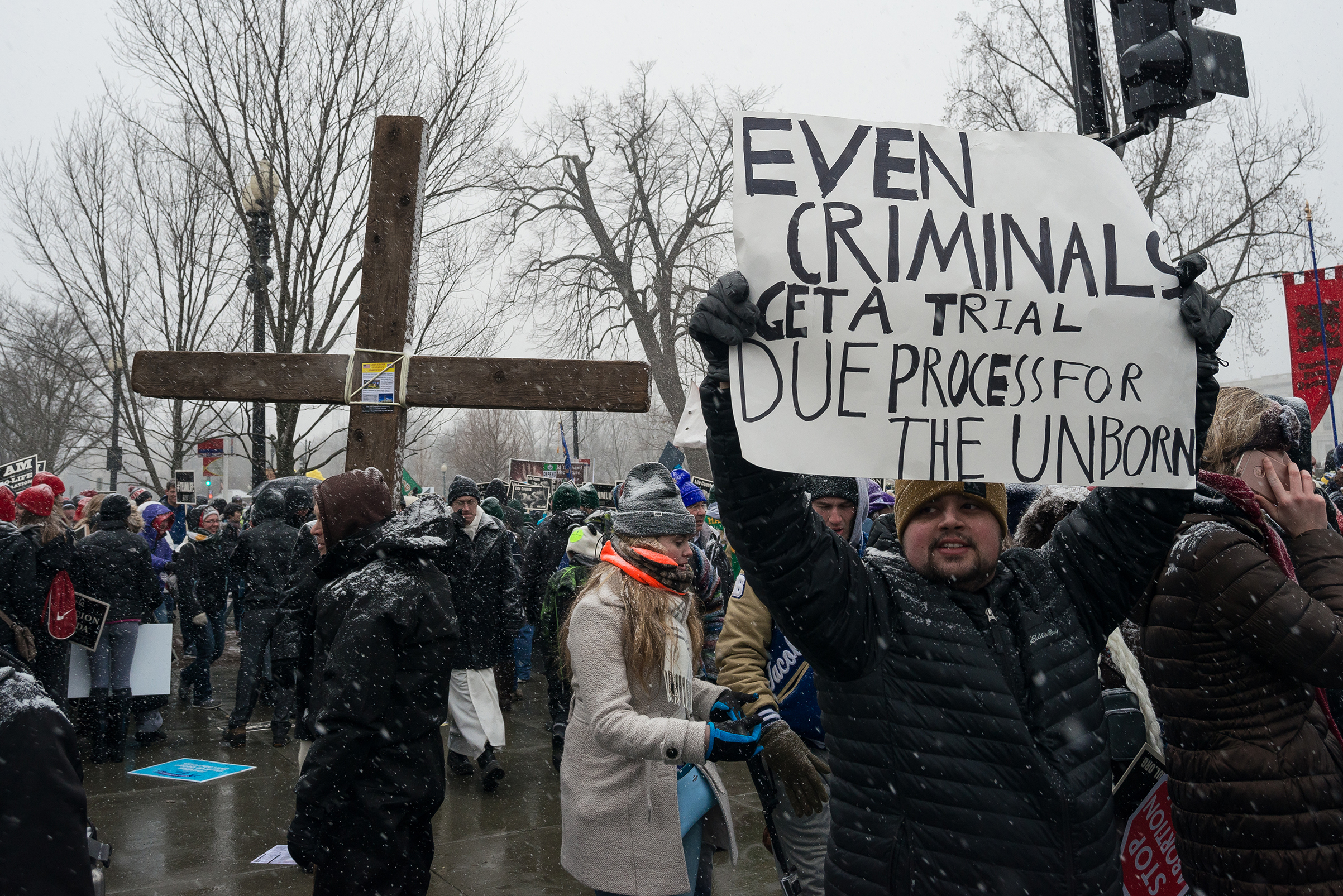 Pro-Life marchers participate in the "March for Life." Tens