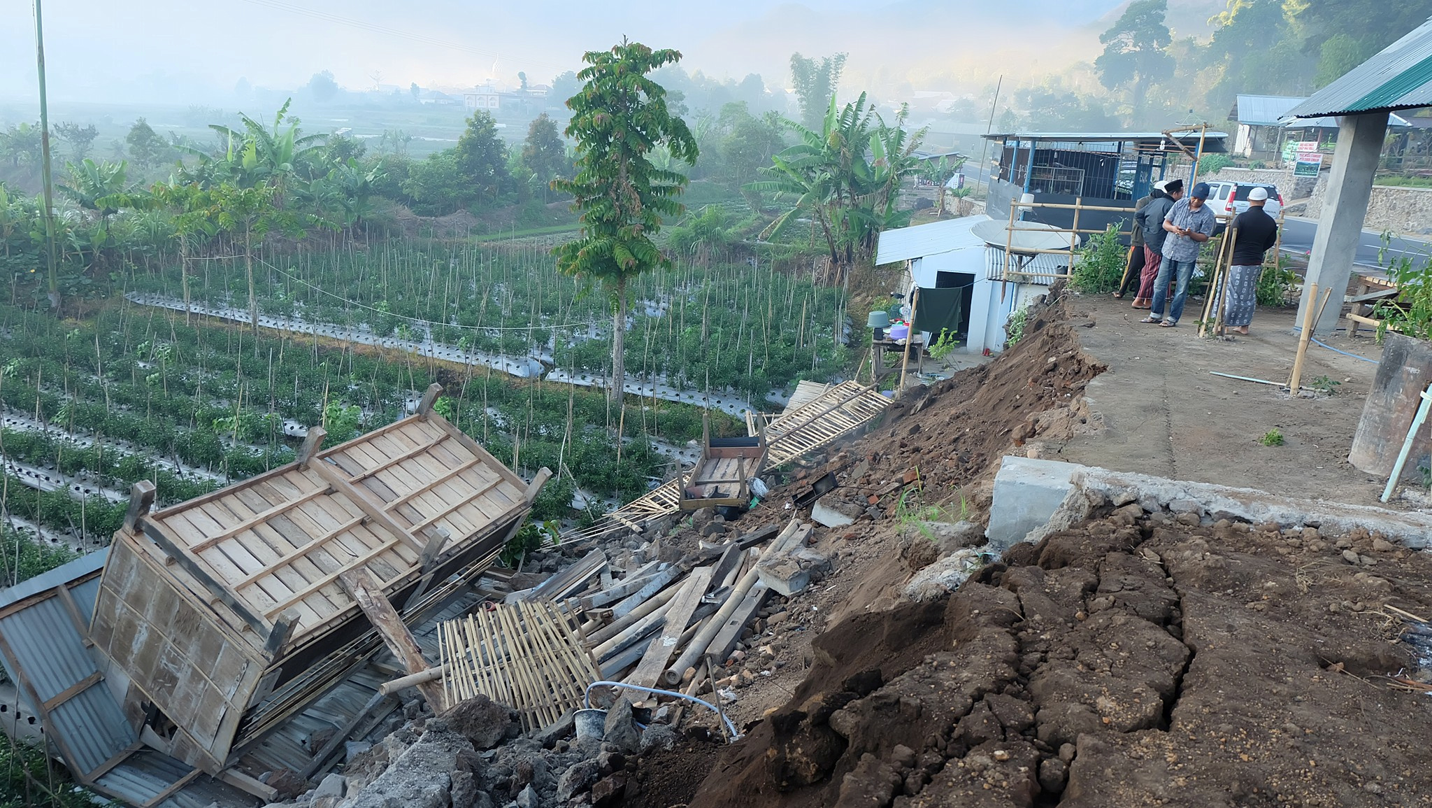 Damage is seen following an earthquake in Lombok