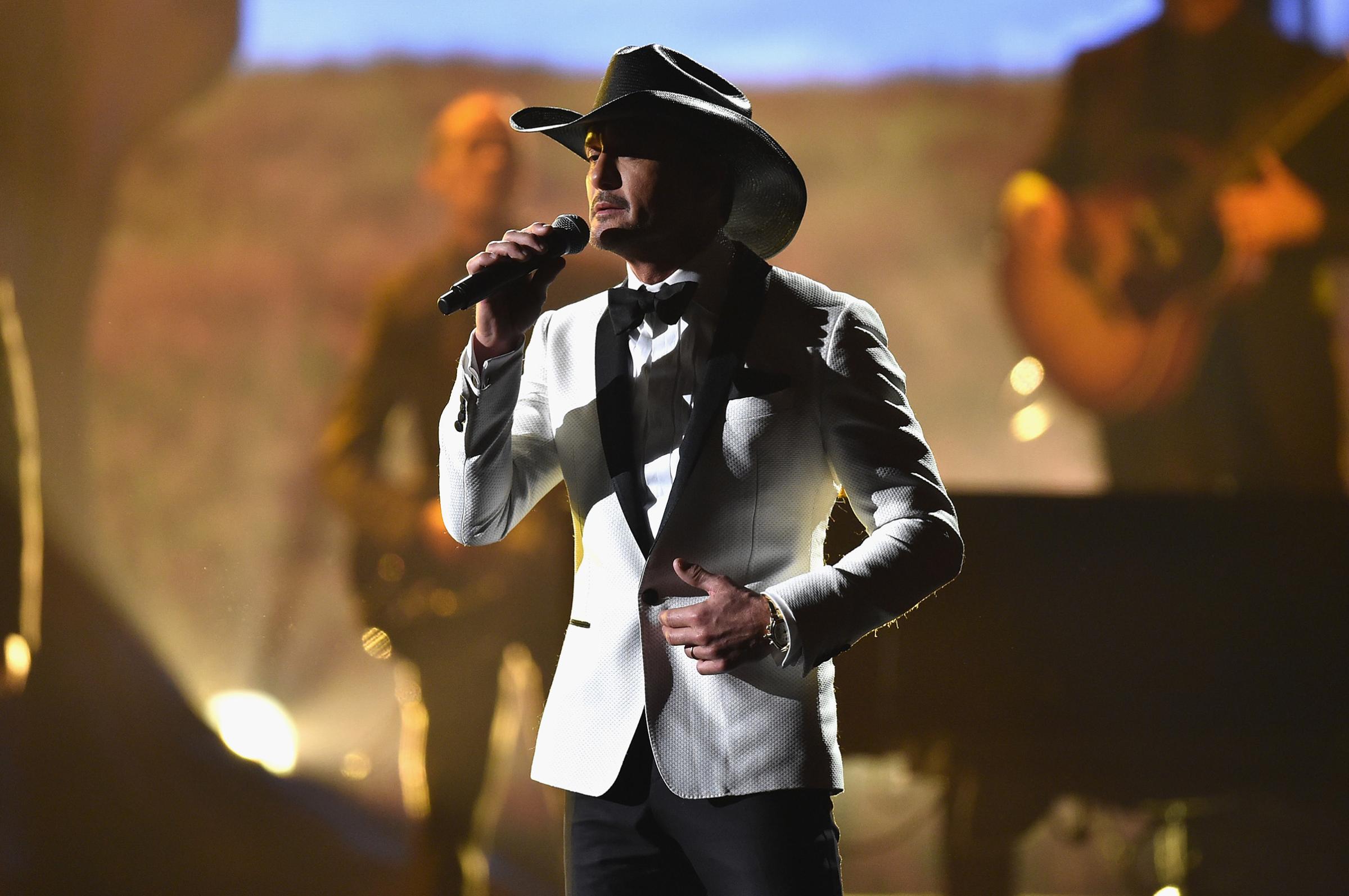 Tim McGraw performs onstage at the 51st annual CMA Awards at the Bridgestone Arena on Nov. 8, 2017.