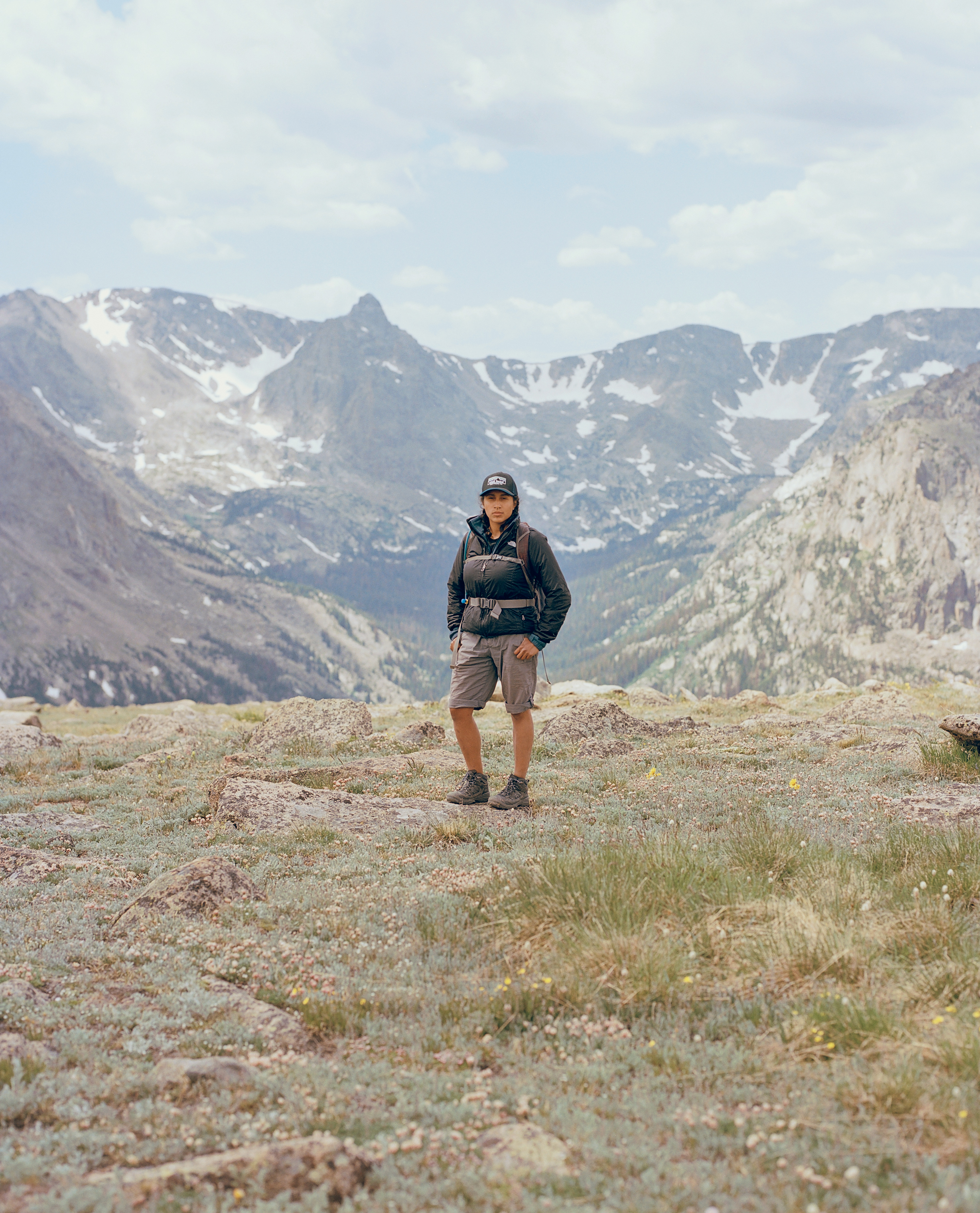 Aileen Palma at Forest Canyon Overlook in Rocky Mountain National Park, June 30, 2018. (Catherine Hyland for TIME)