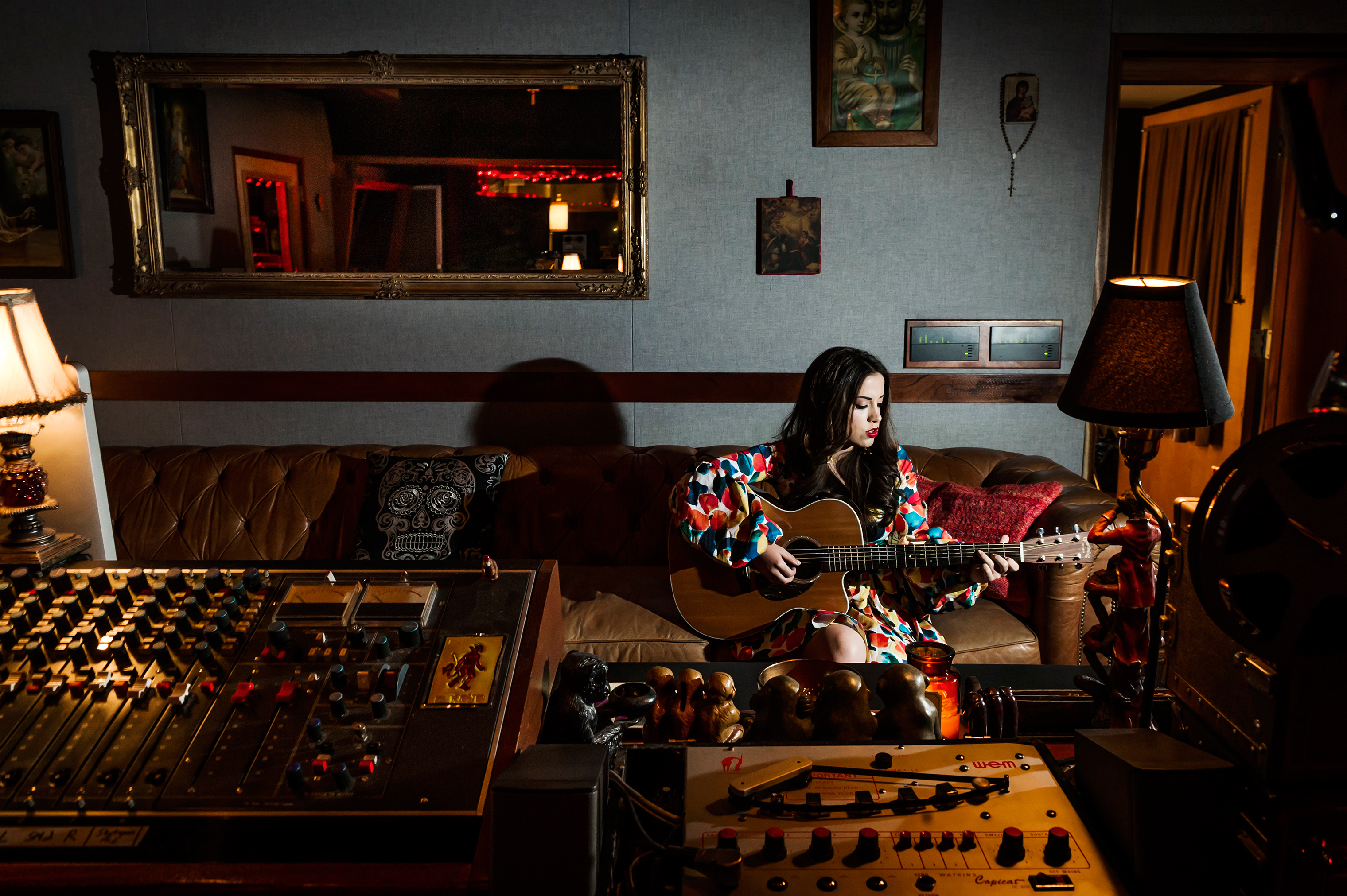 "Nothing feels better than when a song authentically represents what you’re feeling, but you weren’t able to put it into words,” Chapman says in the recording studio. (Dina Litovsky—Redux for TIME)