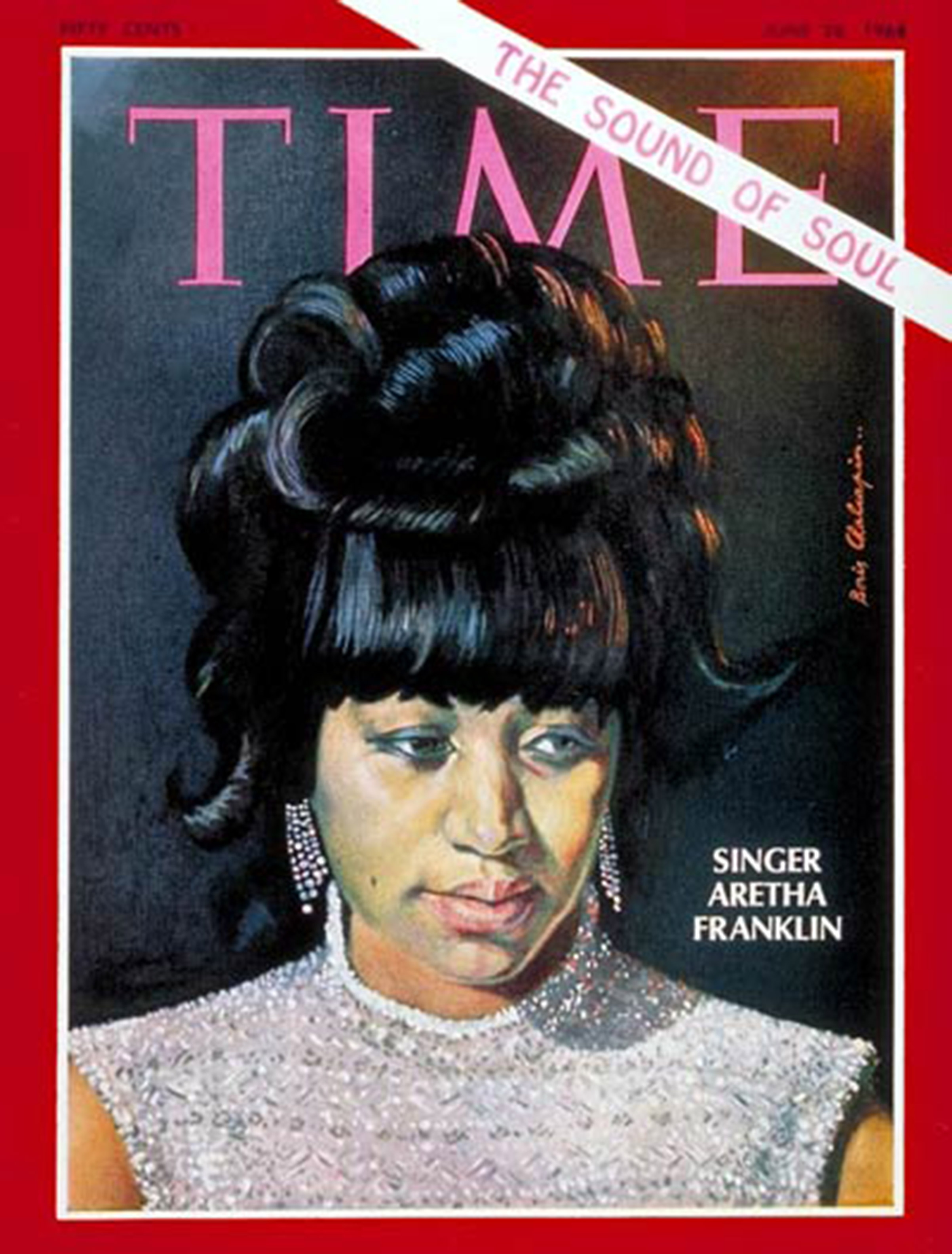 Aretha Franklin on the cover of the June 28, 1968, issue of TIME. (Boris Chaliapin)