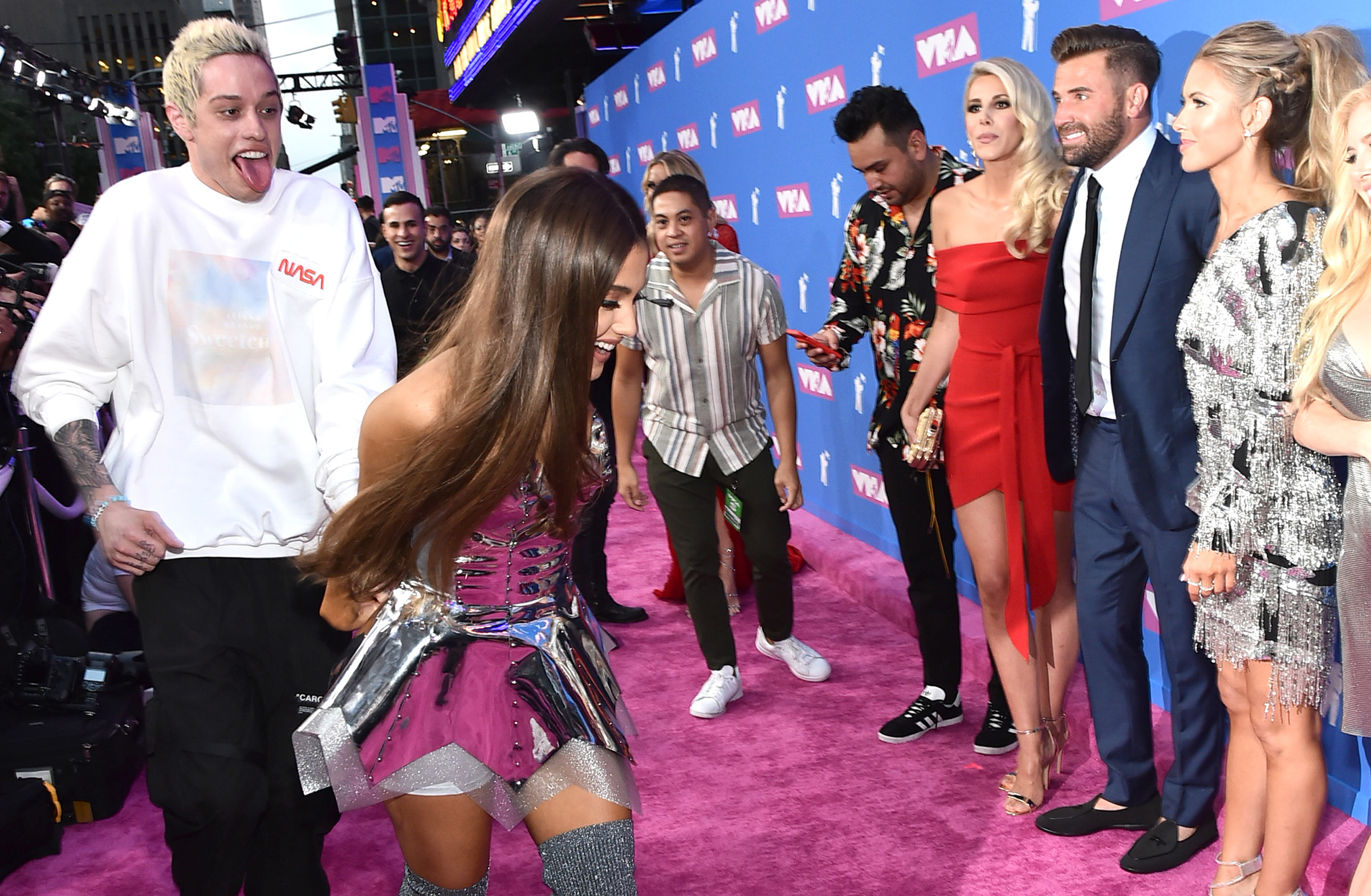 Pete Davidson and Ariana Grande attend the 2018 MTV Video Music Awards at Radio City Music Hall on in New York City on Aug. 20, 2018. (Mike Coppola—Getty Images for MTV)