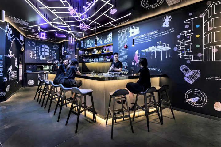 A bar at the COO hostel in Singapore
