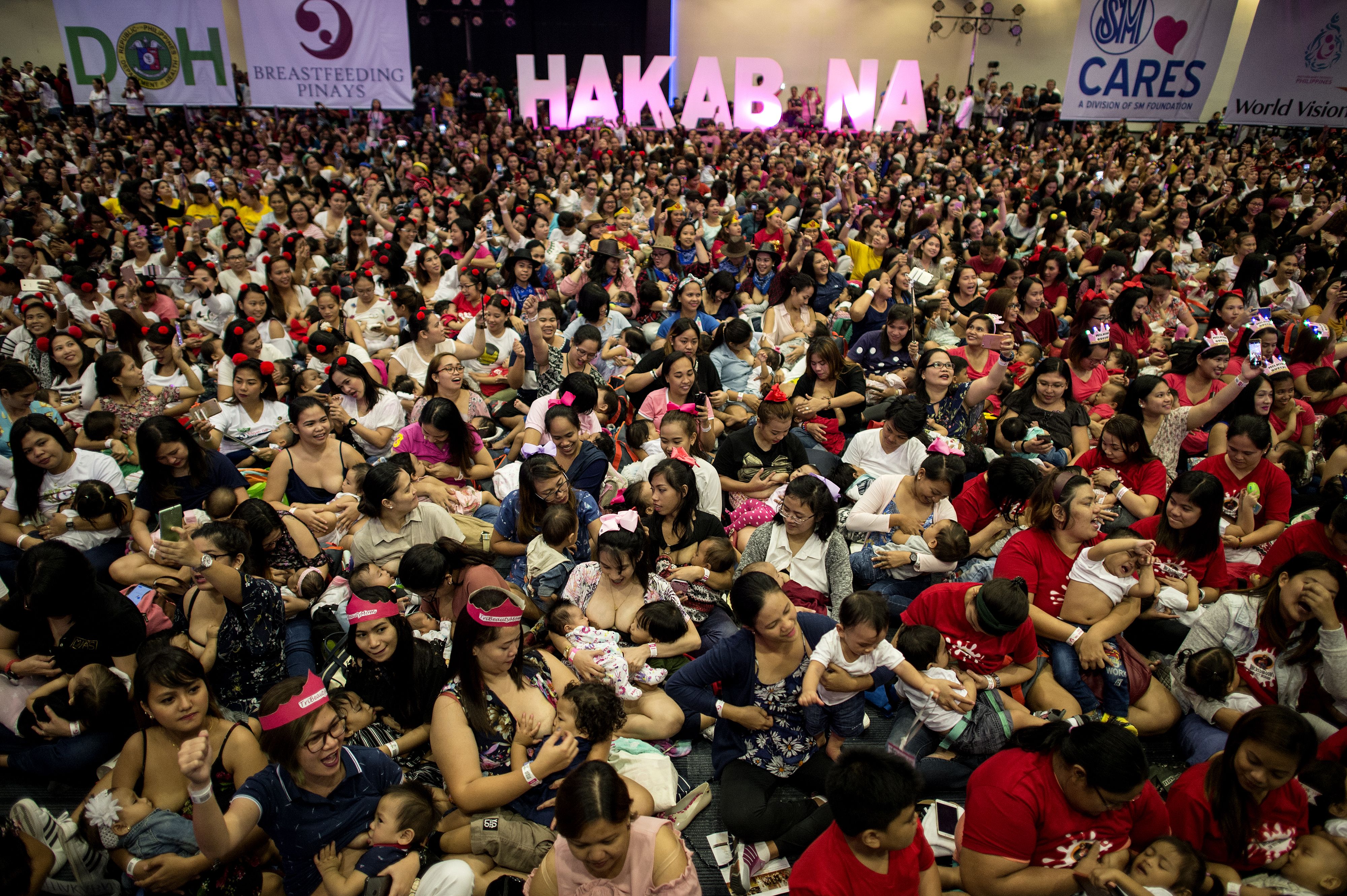 Mothers participate in a breastfeeding event in Manila on Aug. 5, 2018. (Noel Celis&mdash;AFP/Getty Images)