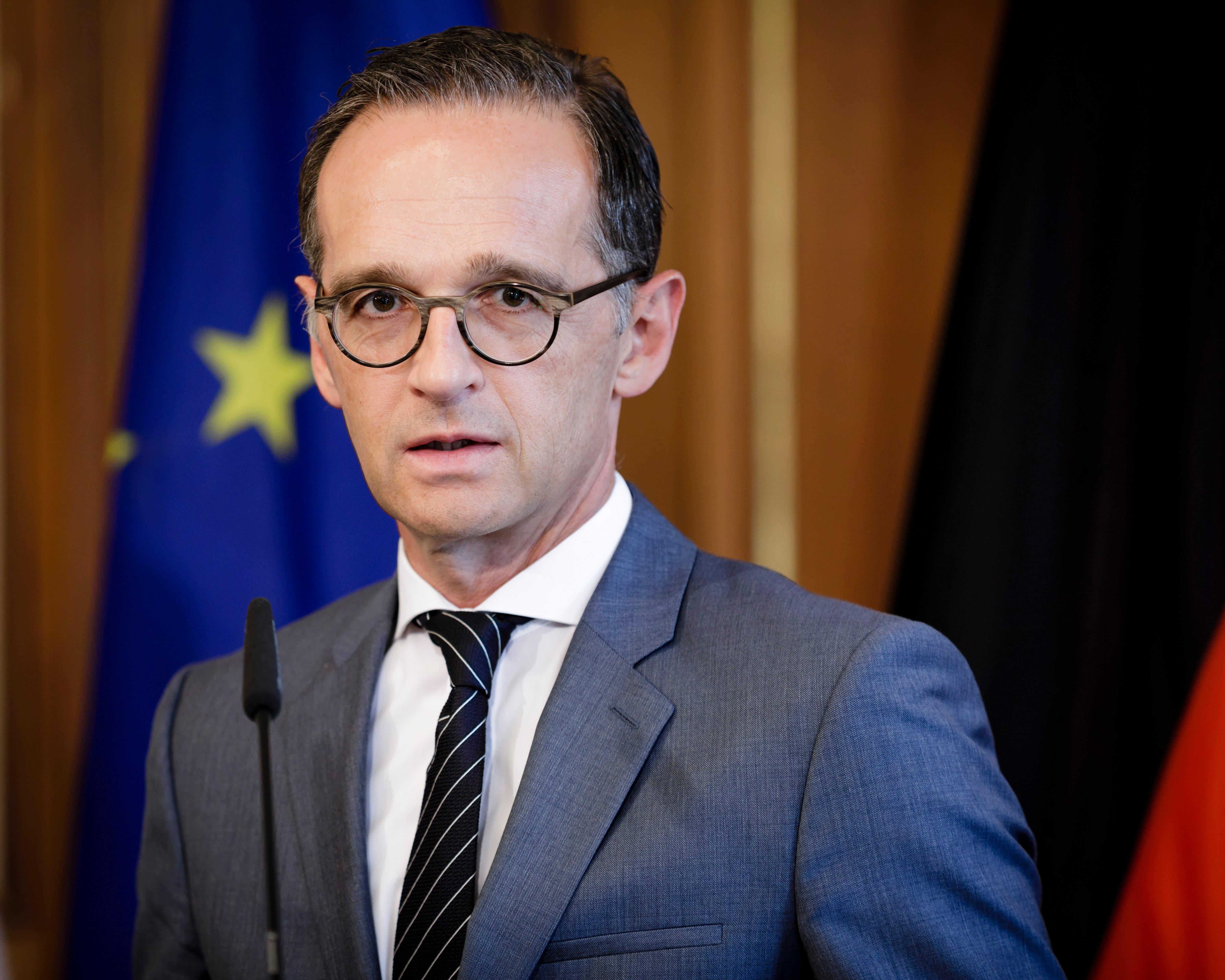 AUG 13: German Foreign Minister Heiko Maas gives a press conference in Berlin, Germany. (Inga Kjer&mdash;Photothek via Getty Images)