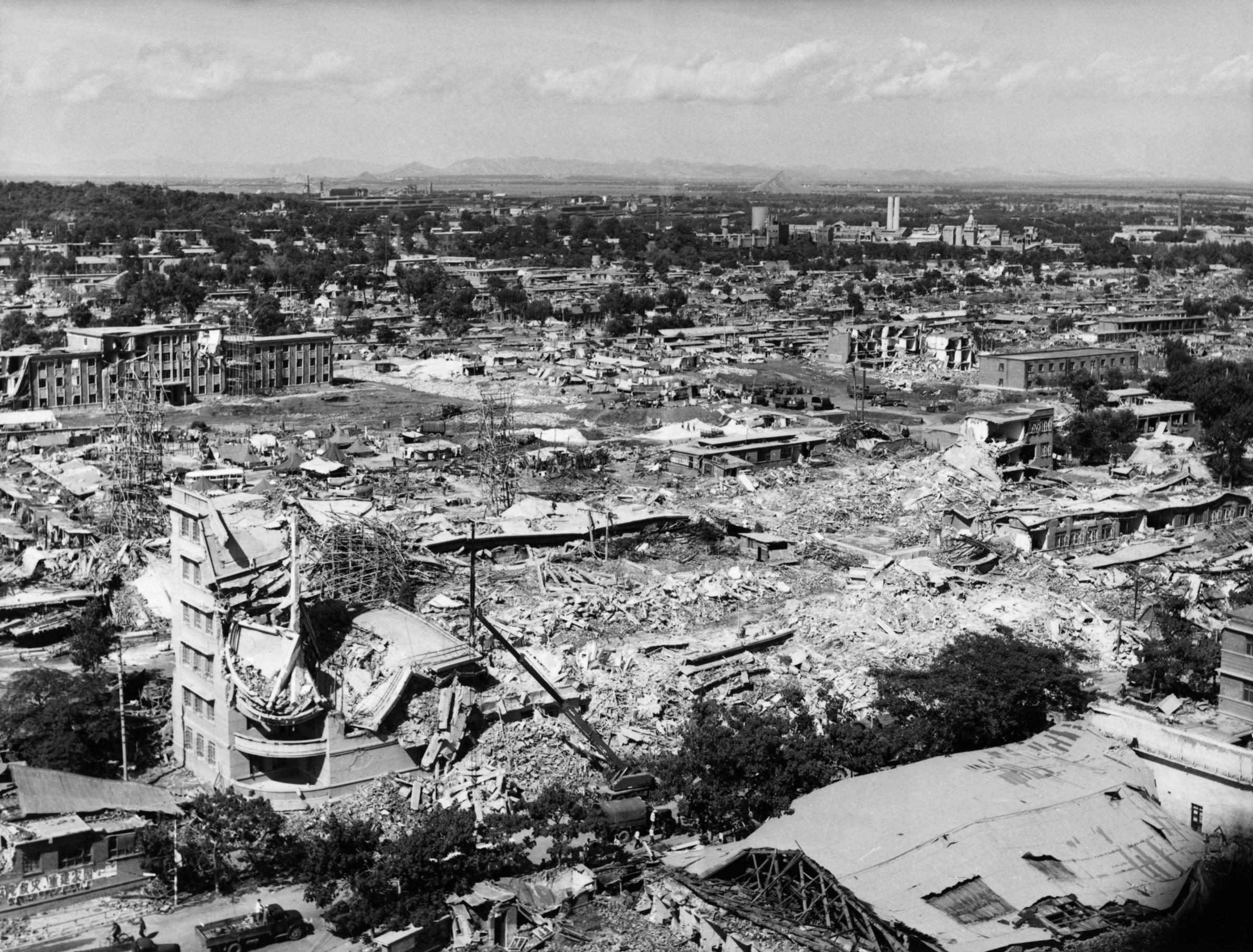 The aftermath of the Tangshan earthquake of 1976.