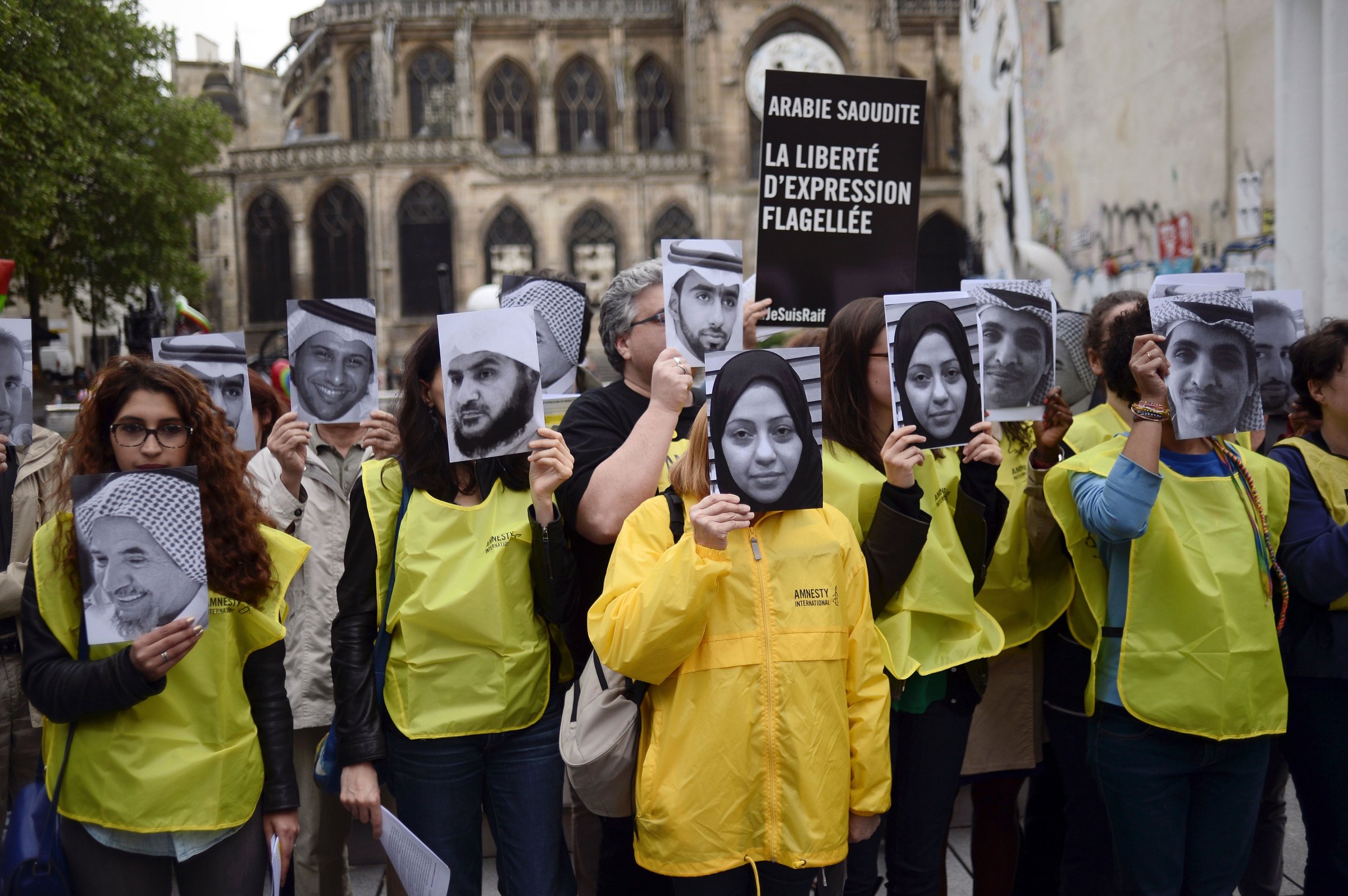 FRANCE-PROTEST-HUMAN-RIGHTS-BADAWI
