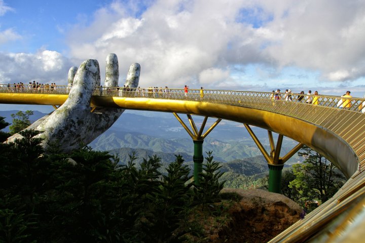 Golden Bridge in the Ba Na Hills near Danang in Vietnam