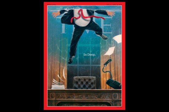 TIME magazine cover In Deep President Trump in Water