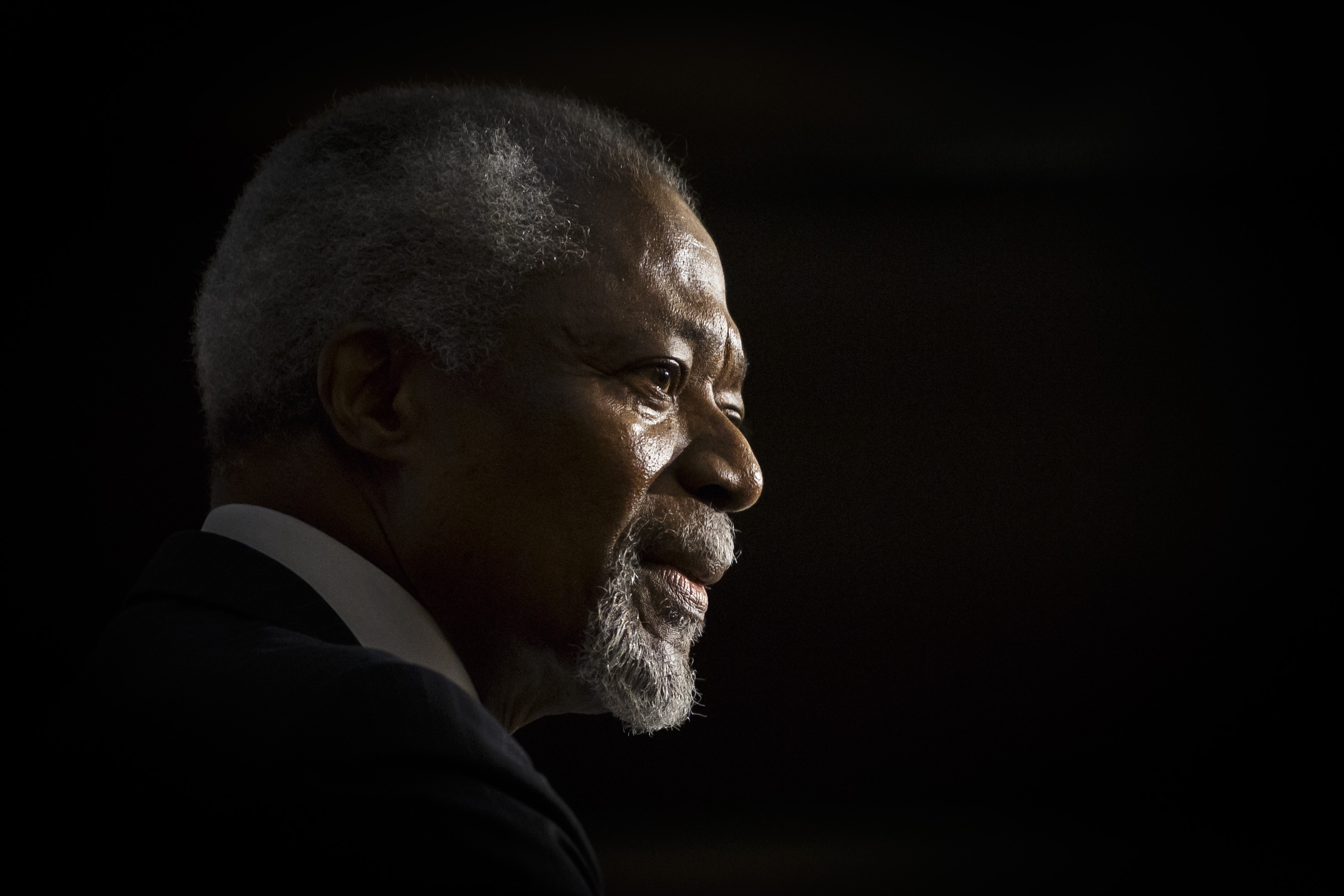 Kofi Annan, 7th Secretary-General of the United Nations, will give a lecture entitled "Looking for a New Global Order" at German Foreign Ministry on January 28, 2016 in Berlin, Germany. (Thomas Trutschel—Photothek via Getty Images)