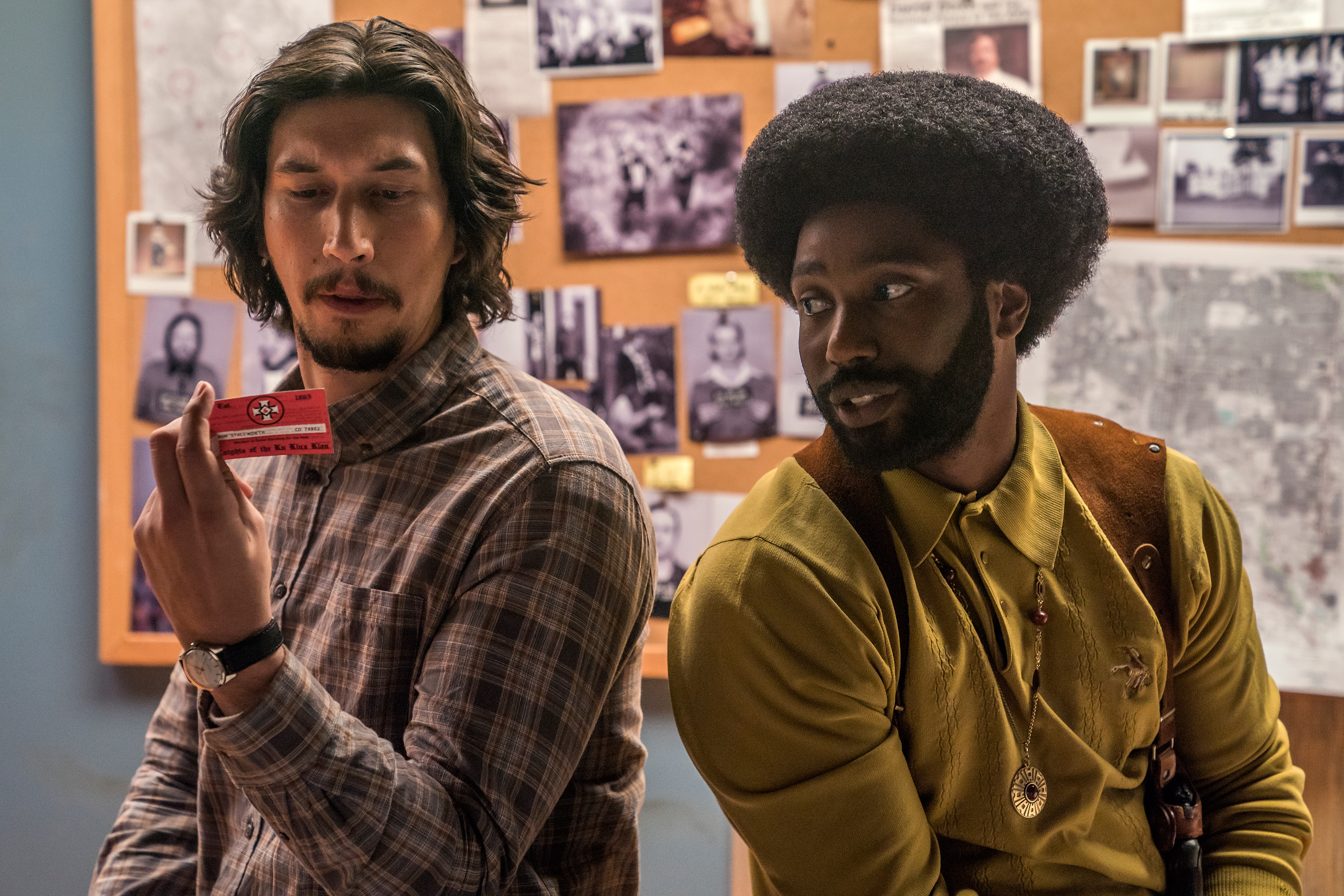 Adam Driver, left, with John David Washington, whom Lee has known his whole life: “I didn’t have him audition,” Lee says (David Lee—Focus Features)