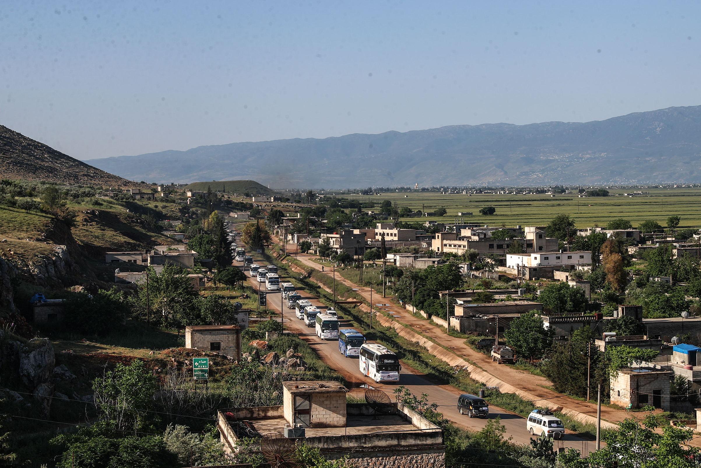 Defeated Syrian rebels fled to Idlib in April in a convoy of buses; the province is now under threat (Mohammed Badra—EPA-EFE/Shutterstock)
