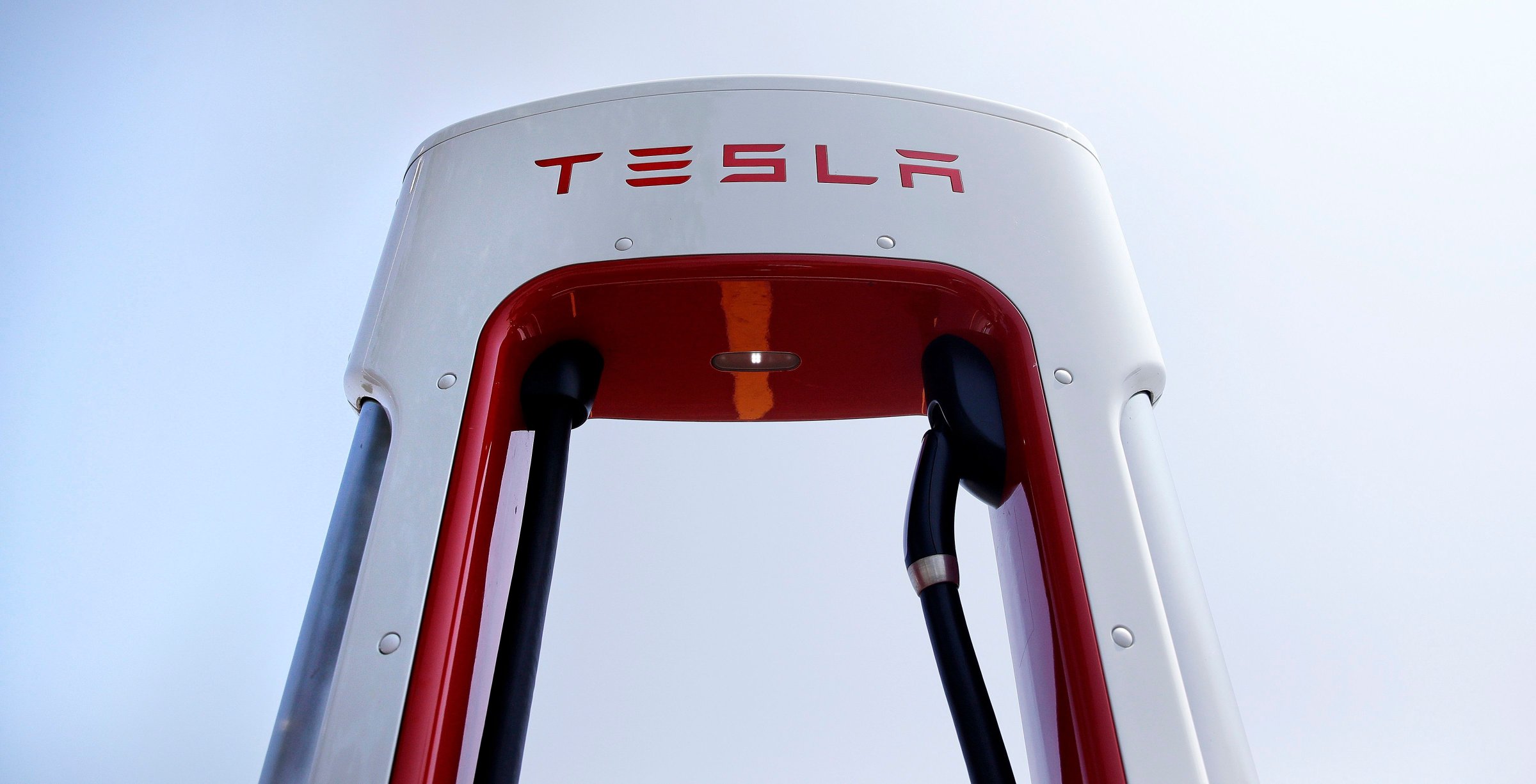 A Tesla vehicle charging station