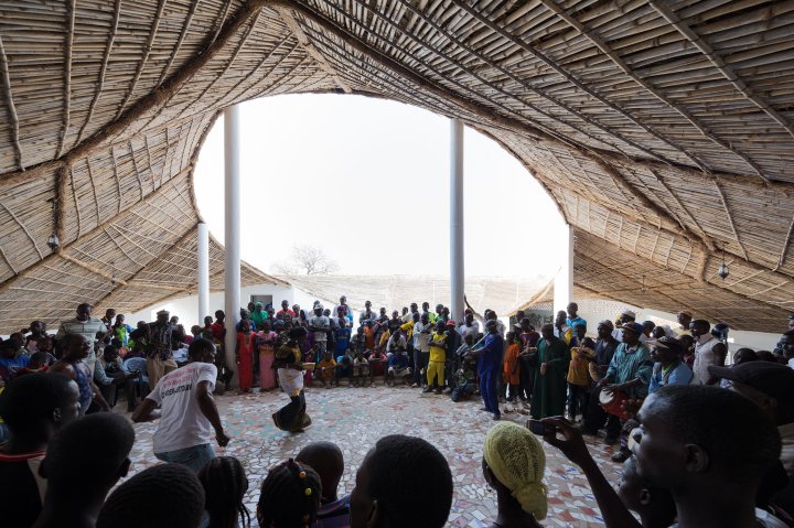 People gather at the Thread, an art collective in Senegal