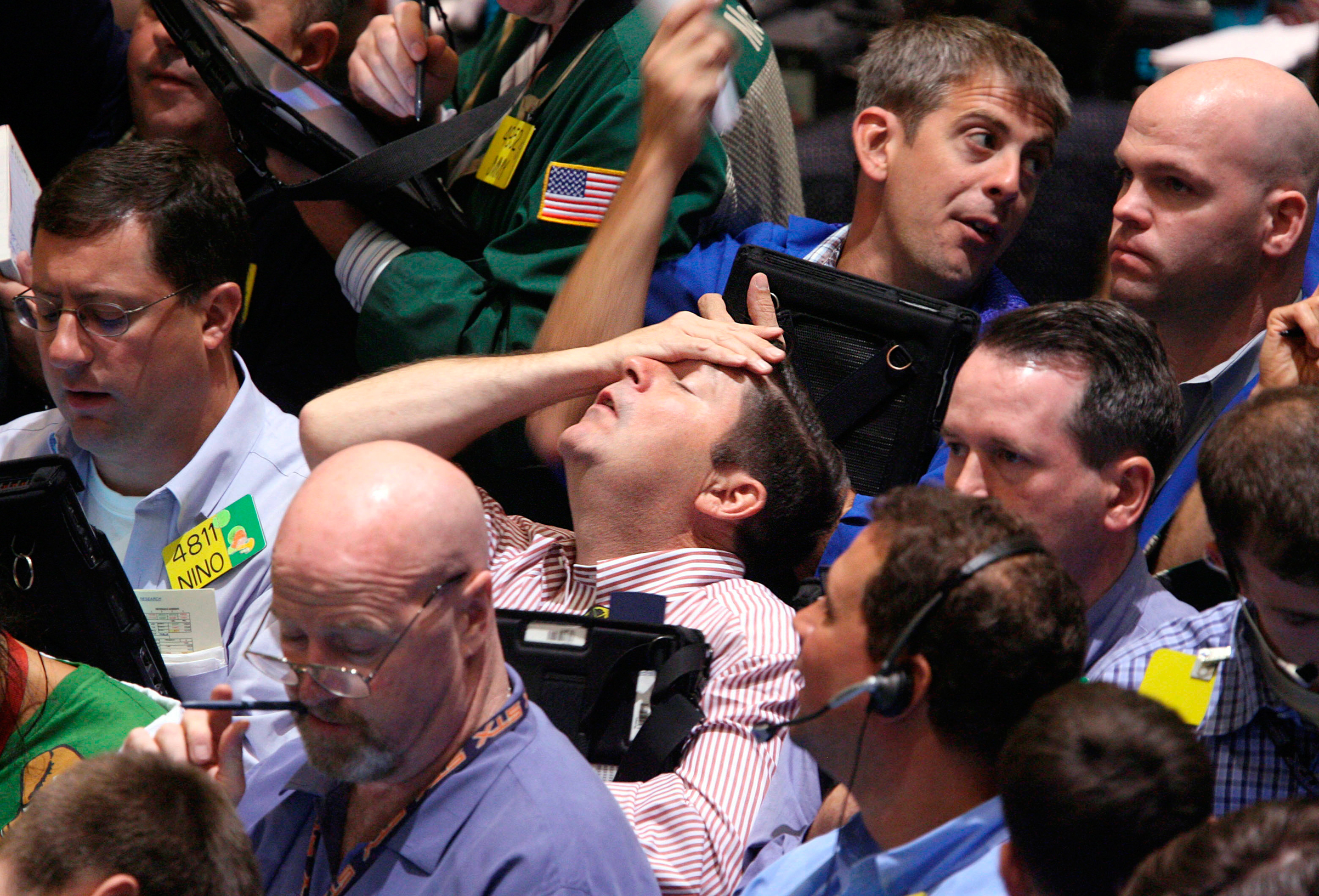 Traders at the New York Mercantile Exchange
                      on Sept. 16, 2008. (Seth Wenig—AP/Shutterstock)
