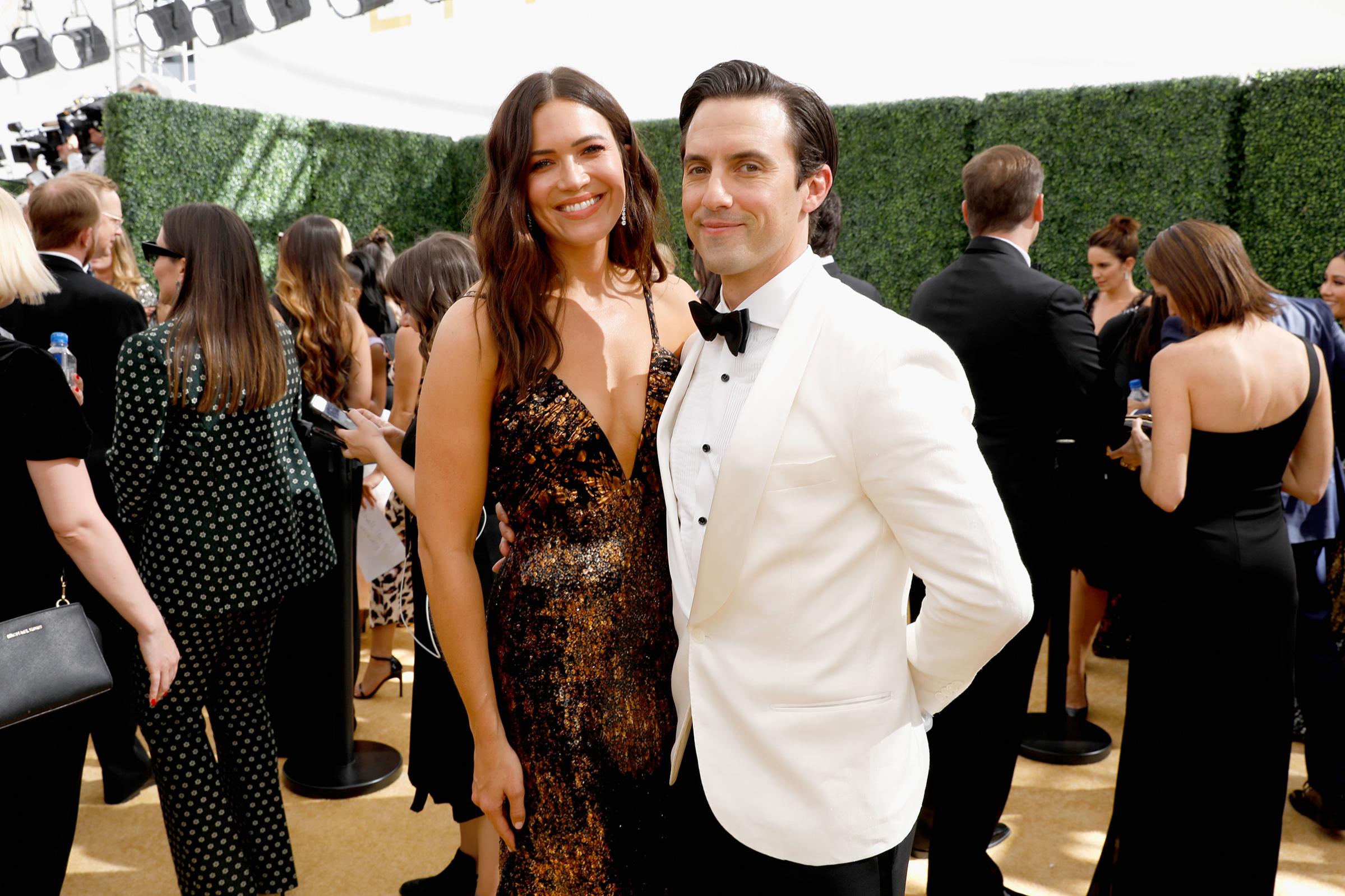 Actors Mandy Moore and Milo Ventimiglia arrive to the 70th Annual Primetime Emmy Awards on Sept. 17.