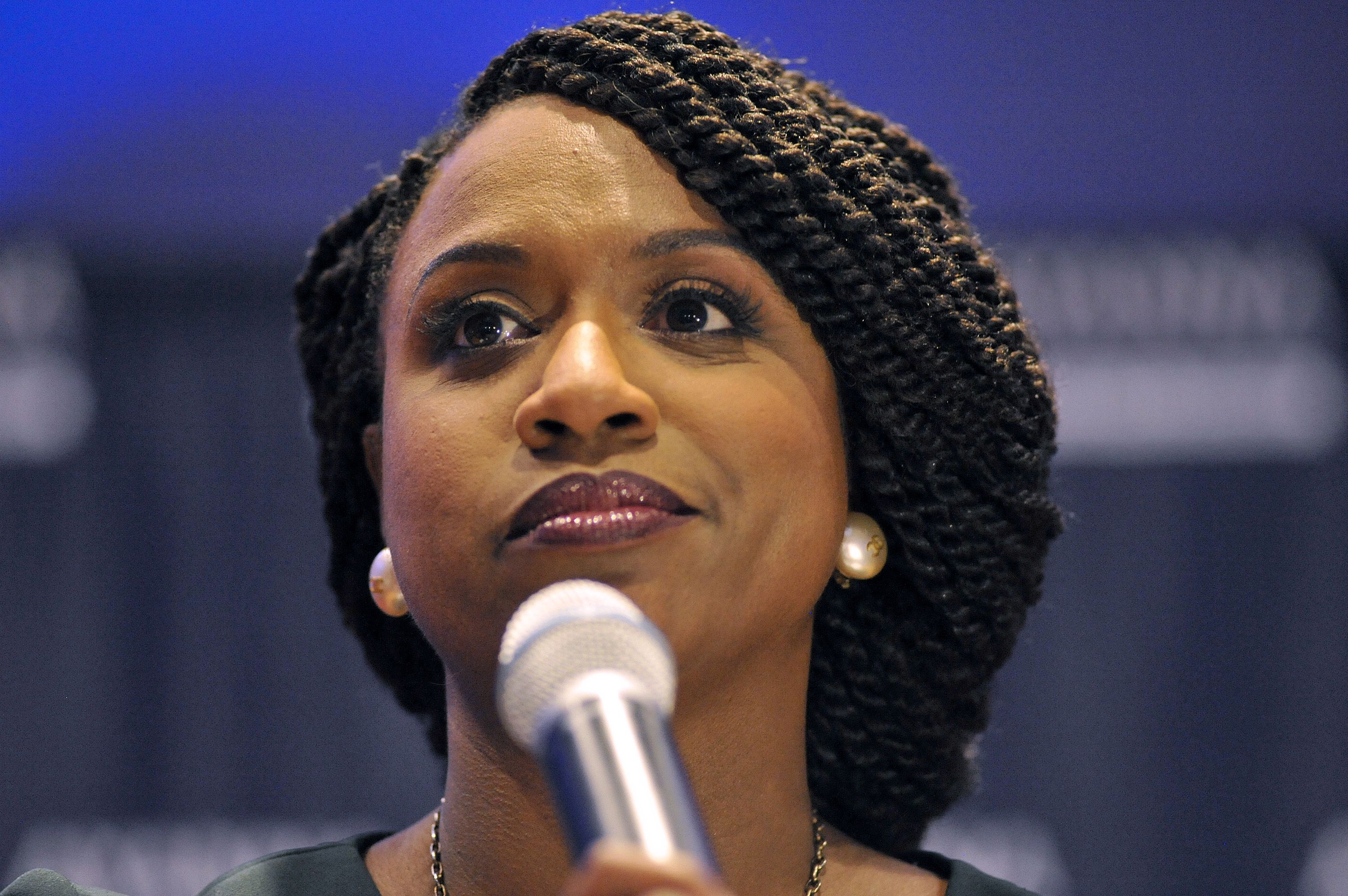 Ayanna Pressley, Boston City Council member and Democratic candidate for congress, delivers her victory speech on September 4, 2018. (Joseph Prezioso —AFP/Getty Images)