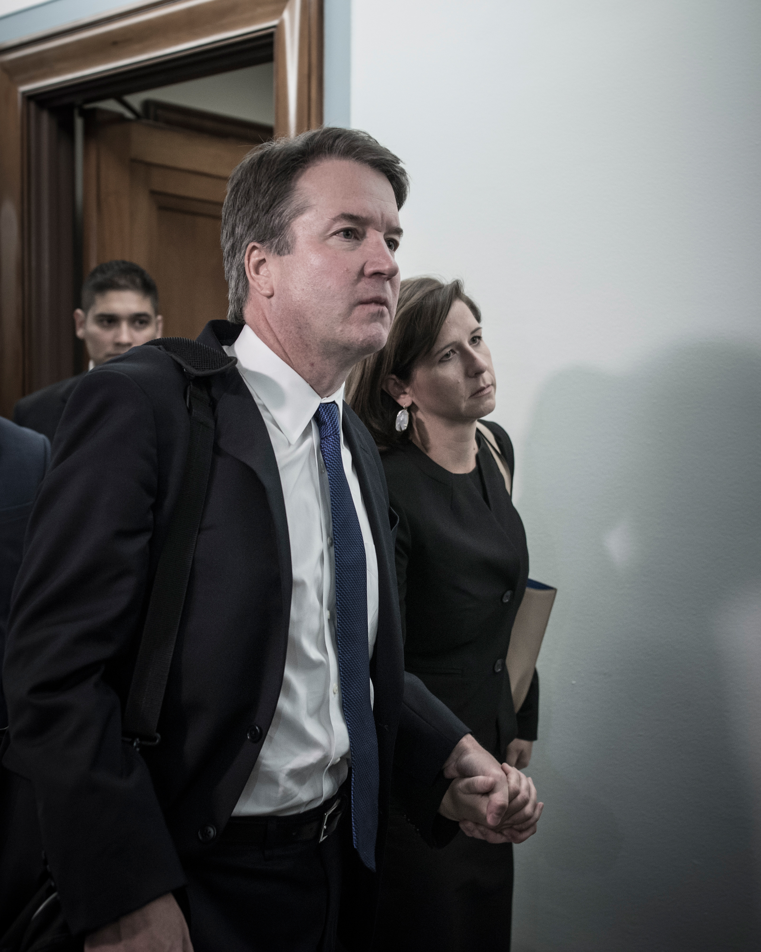 Brett Kavanaugh and his wife, Ashley Estes Kavanaugh, leave after he finished testifying before the Senate Judiciary Committee on Sept. 27. (David Butow—Redux for TIME)