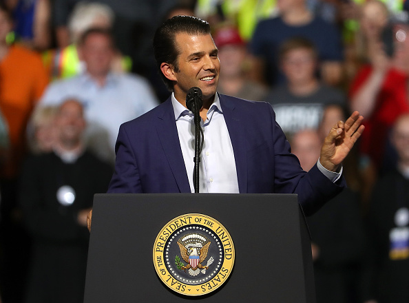 Donald Trump Jr. speaks during a campaign rally at Four Seasons Arena on July 5, 2018 in Great Falls, Montana. (Justin Sullivan/Getty Images)