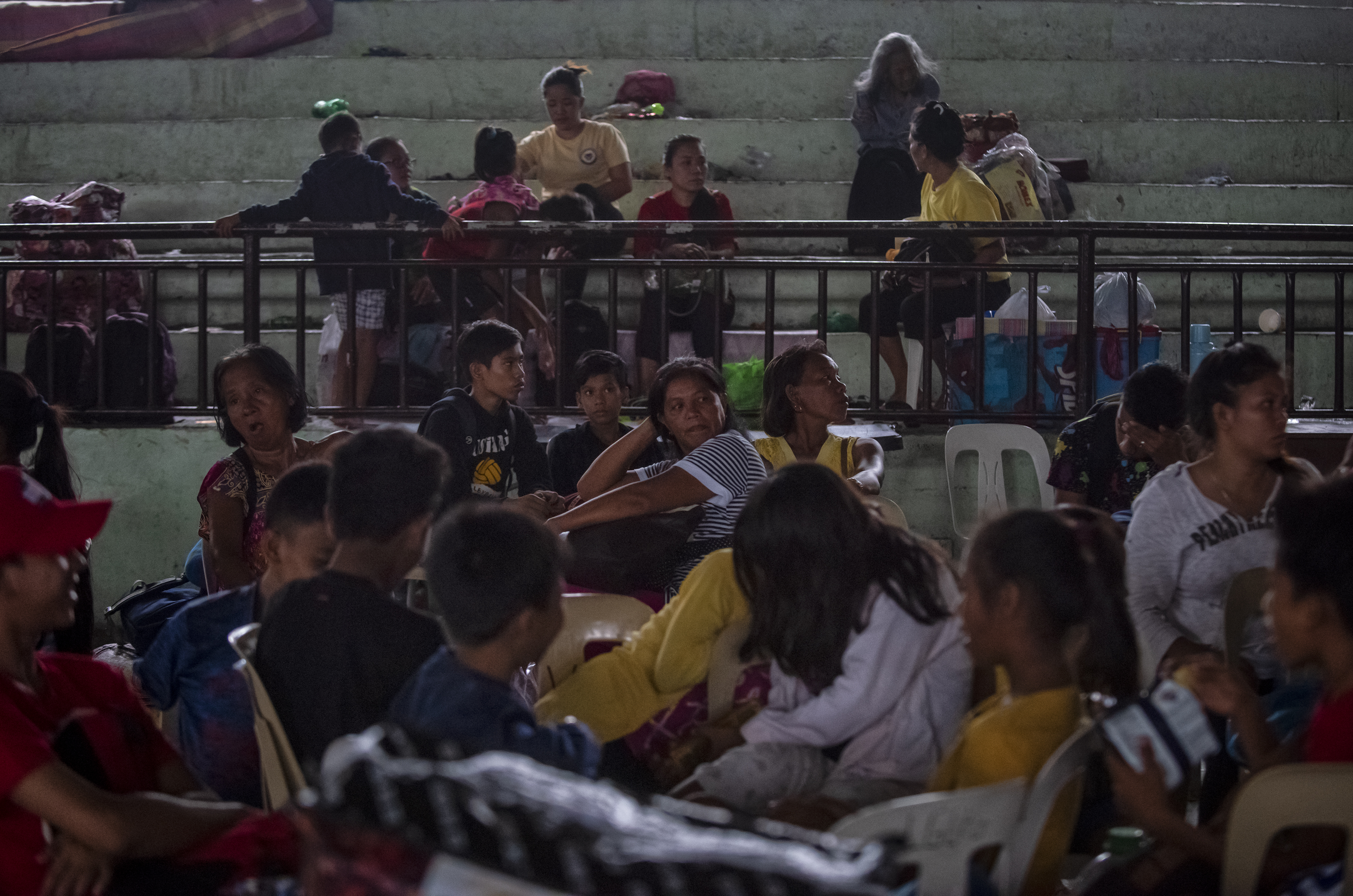 Residents spent the night in an evacuation center in Gonzaga, Philippines on Sept. 15, 2018. (Jes Aznar—Getty Images)