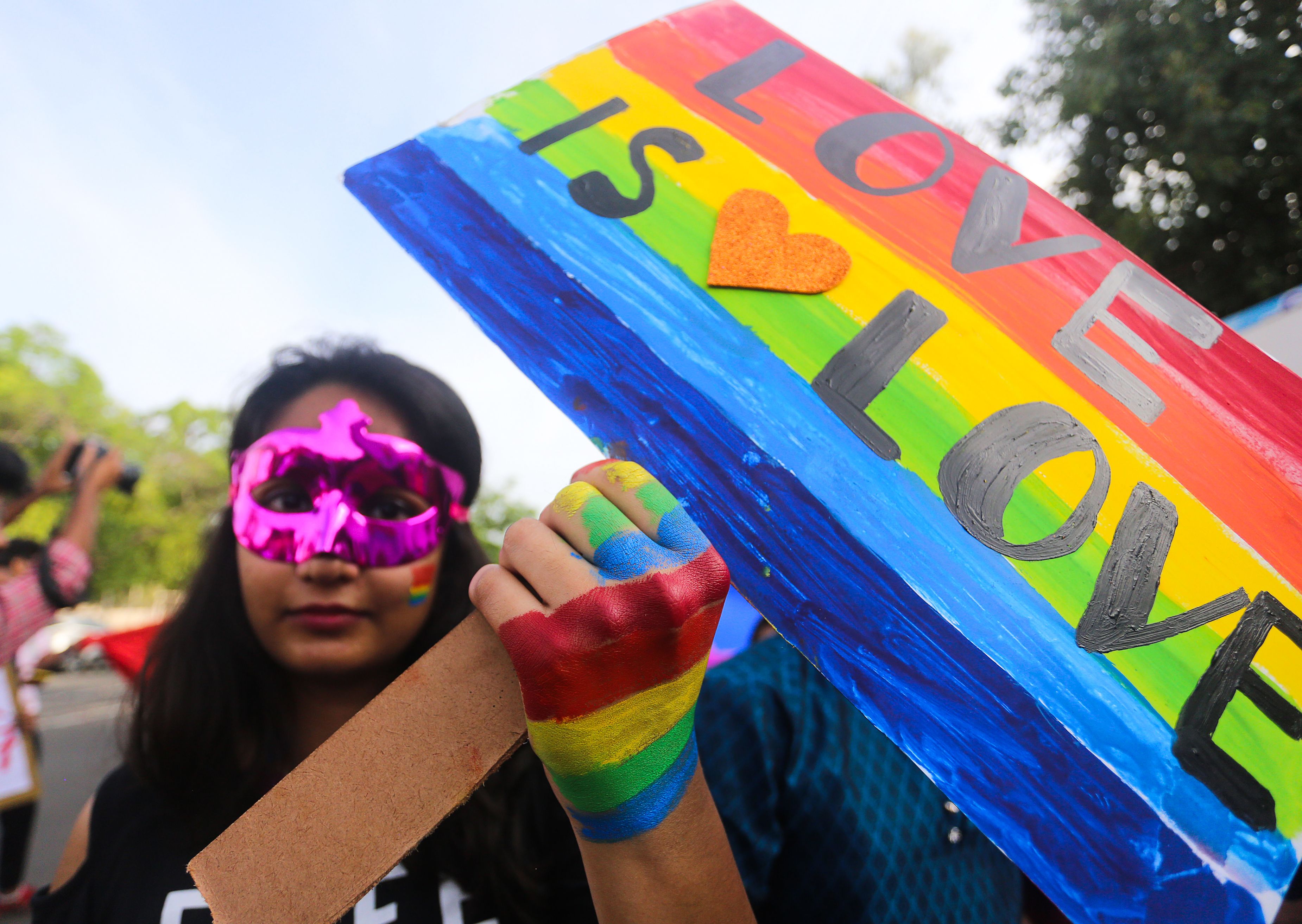 An Indian supporter of the LGBTQ community takes part in a pride parade in Bhopal on July 15, 2018. (AFP/Getty Images)