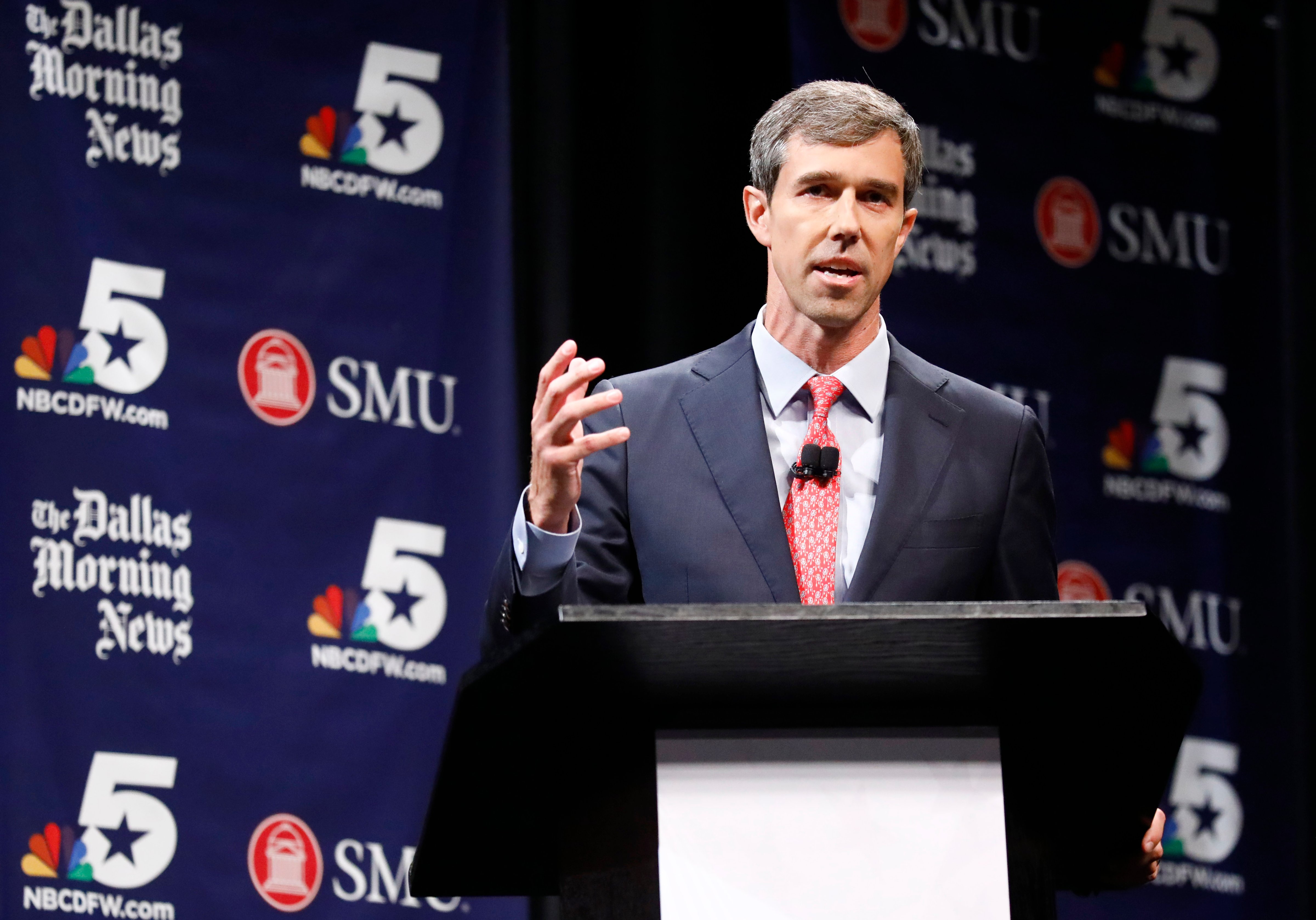 Rep. Beto O'Rourke (D-TX) makes a point in a debate with Sen. Ted Cruz (R-TX) at McFarlin Auditorium at SMU on September 21, 2018 in Dallas, Texas. (Getty Images)