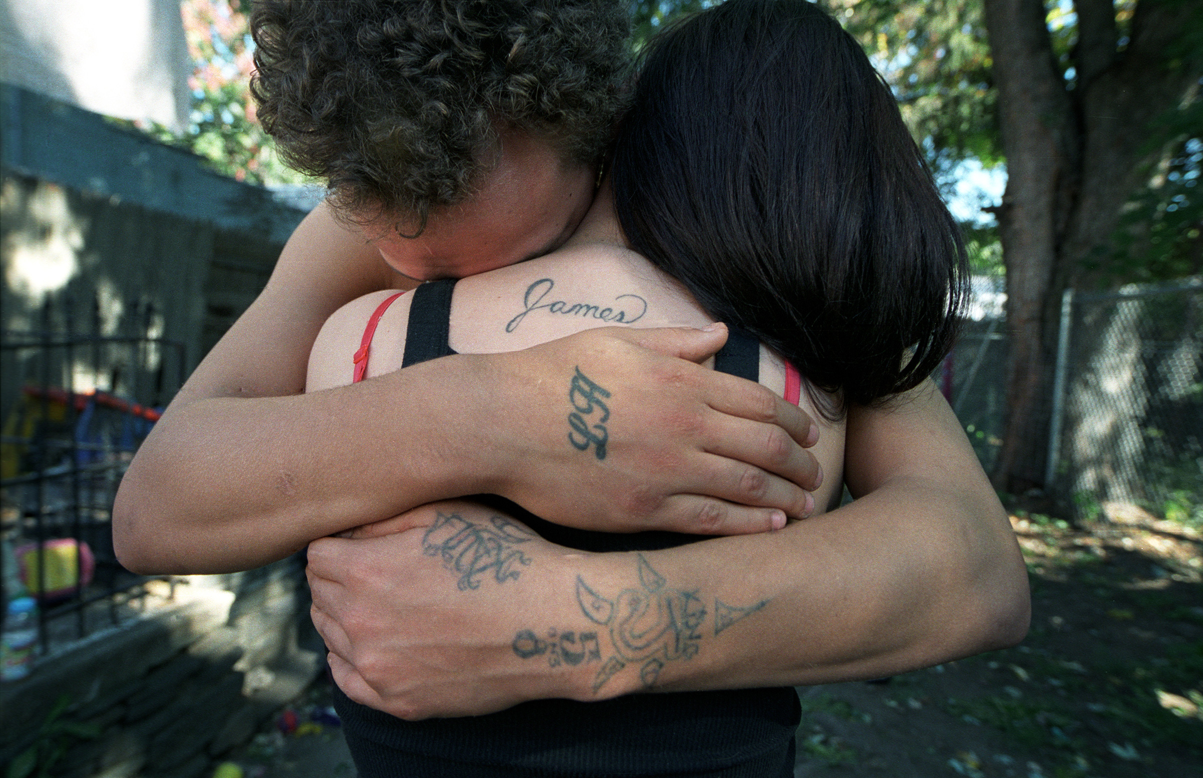 James Miles hugs Kayla while he's AWOL from rehab in 2007," says Kenneally. (Brenda Ann Kenneally")