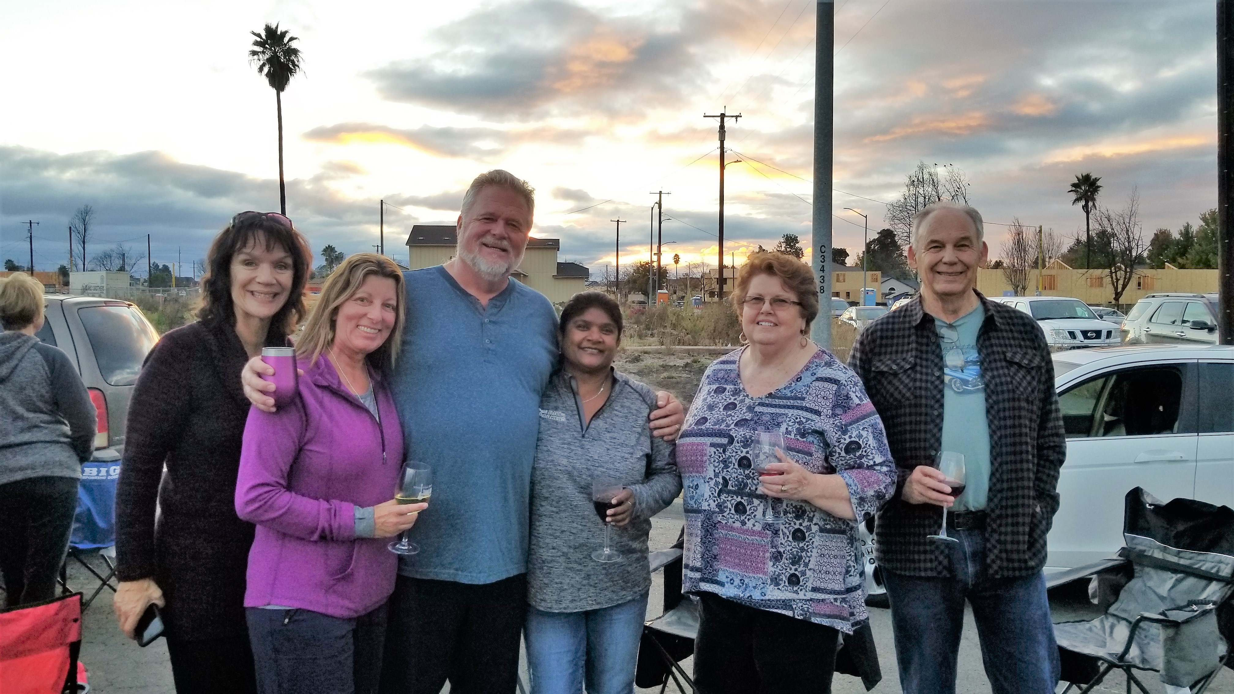 Tricia Woods, a resident of the Santa Rosa neighborhood Coffey Park, drinks wine with her neighbors. (Courtesy of Tricia Woods)