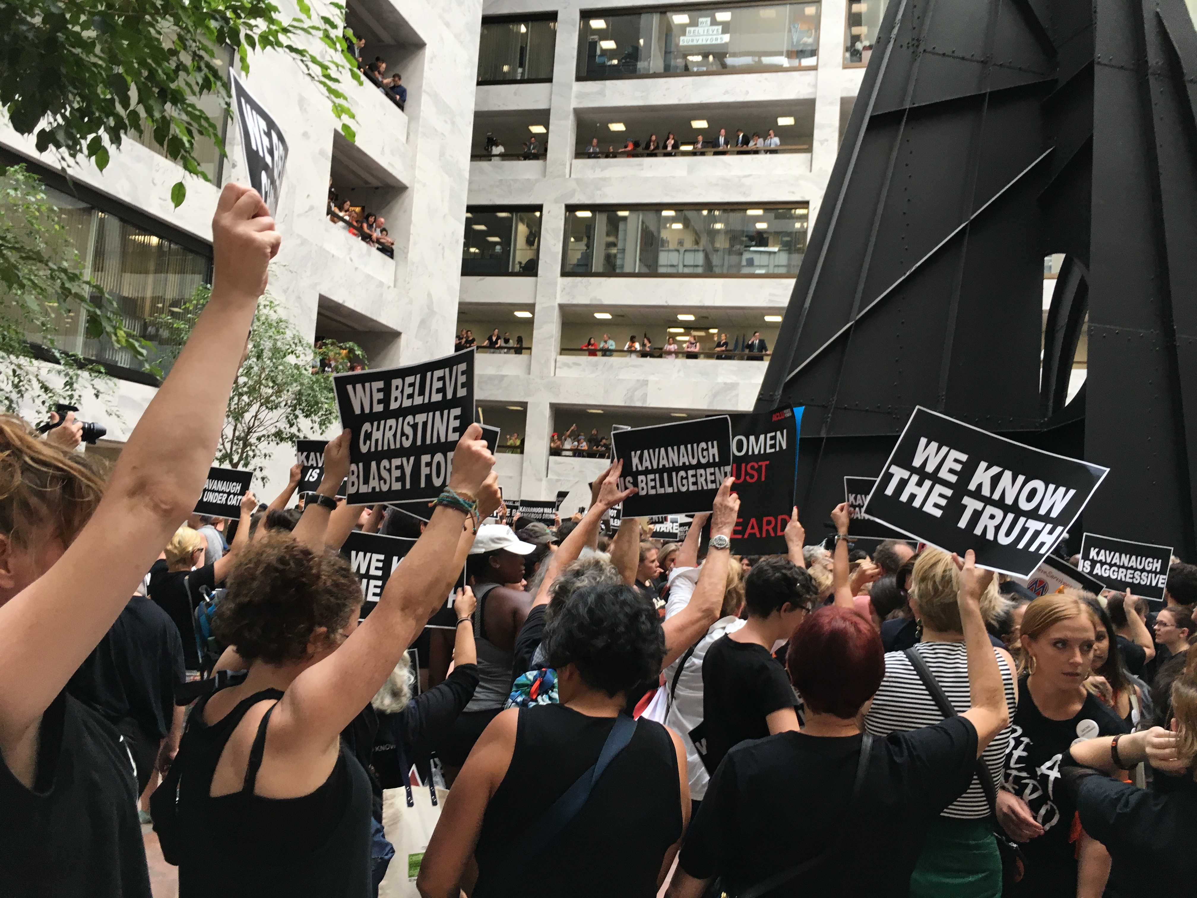 Protesters filled the Hart Senate Building on Oct. 4 to protest the nomination of Judge Brett Kavanaugh to the Supreme Court. (Charlotte Alter -- TIME)