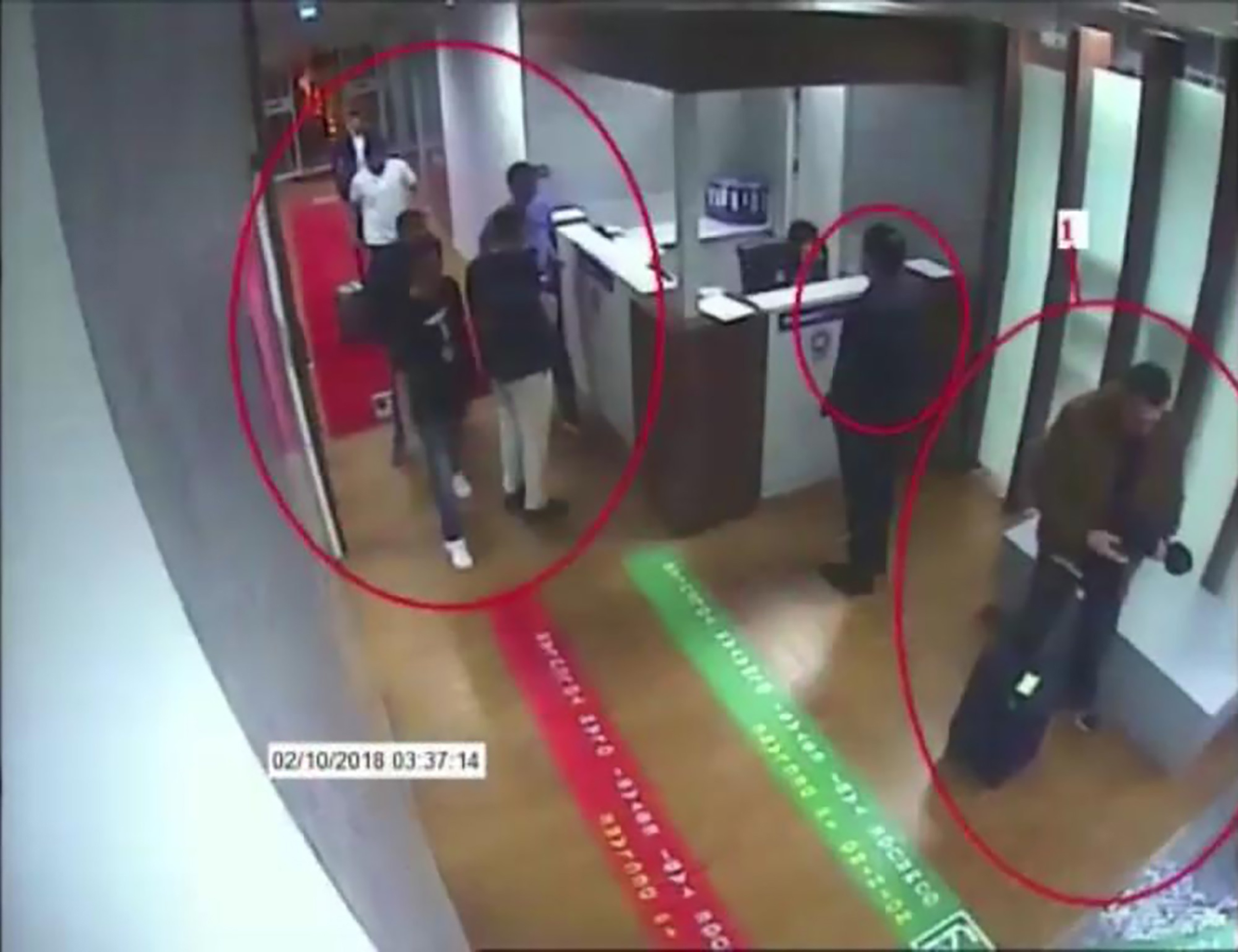 CCTV footage from Oct. 2 shows a Saudi jet at Istanbul’s Ataturk airport, suspects at the airport and Khashoggi entering the Saudi consulate that day (AFP/Getty Images)