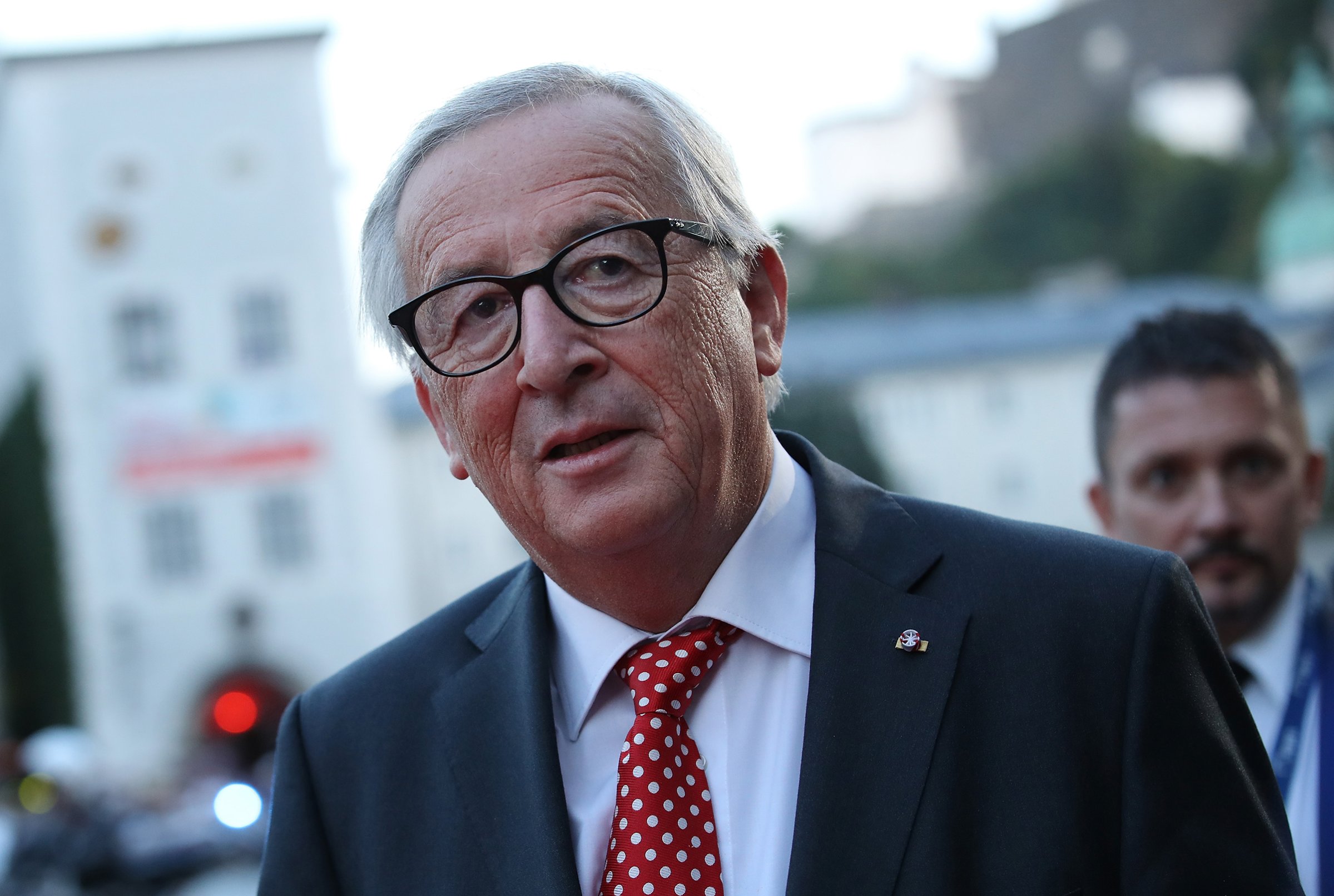 Jean-Claude Juncker, President of the European Commission, arrives at an informal summit of leaders of the European Union on September 19, 2018 in Salzburg, Austria. High on the agenda of the two-day summit is migration policy.