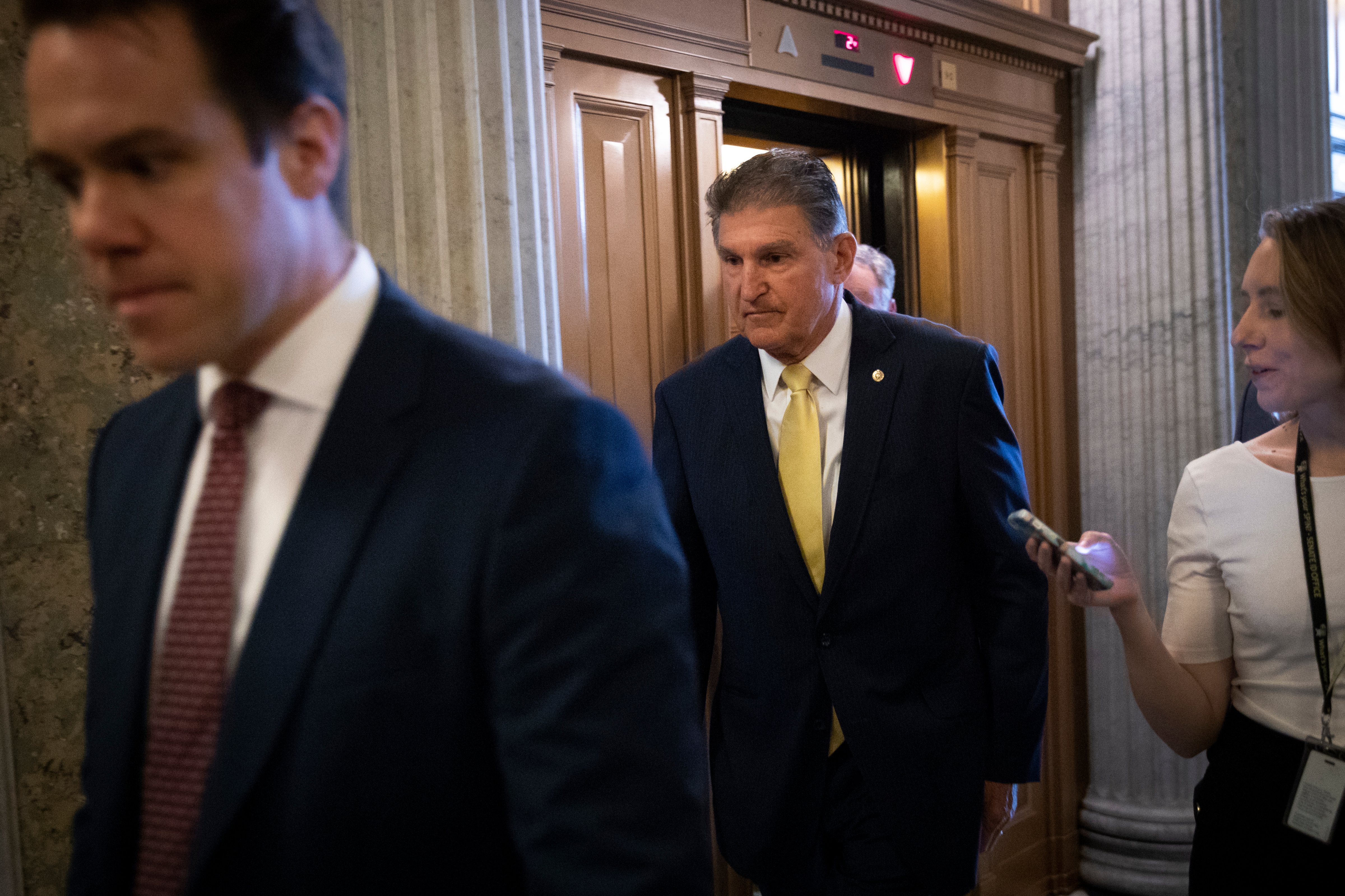 Sen. Joe Manchin (D-WV) walks to the Senate floor for a cloture vote on the nomination of Supreme Court Judge Brett Kavanaugh to the U.S. Supreme Court, at the U.S. Capitol, October 5, 2018 in Washington, DC. (Drew Angerer—Getty Images)