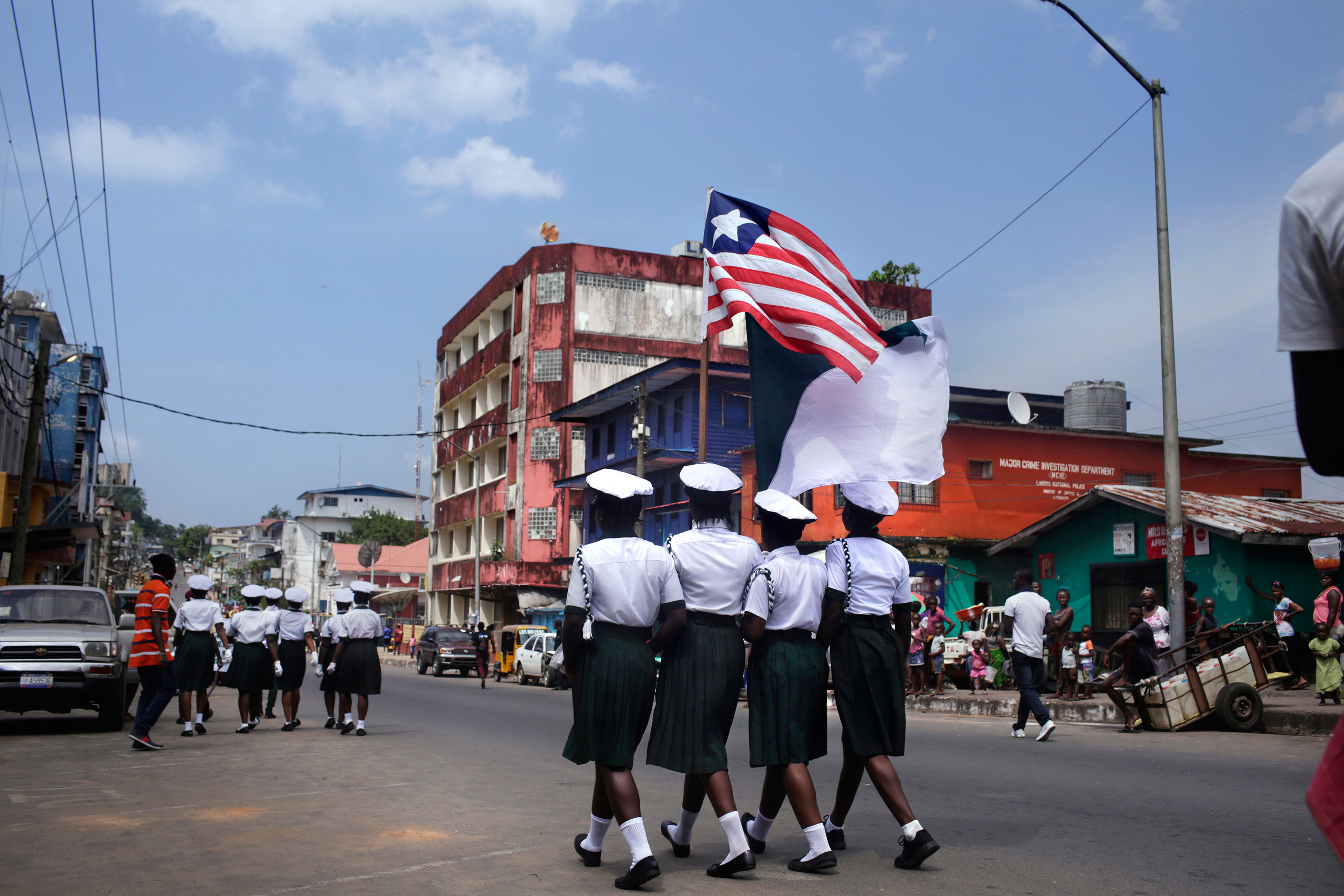 A parade in Monrovia. (Kathleen Flynn, special to ProPublica)