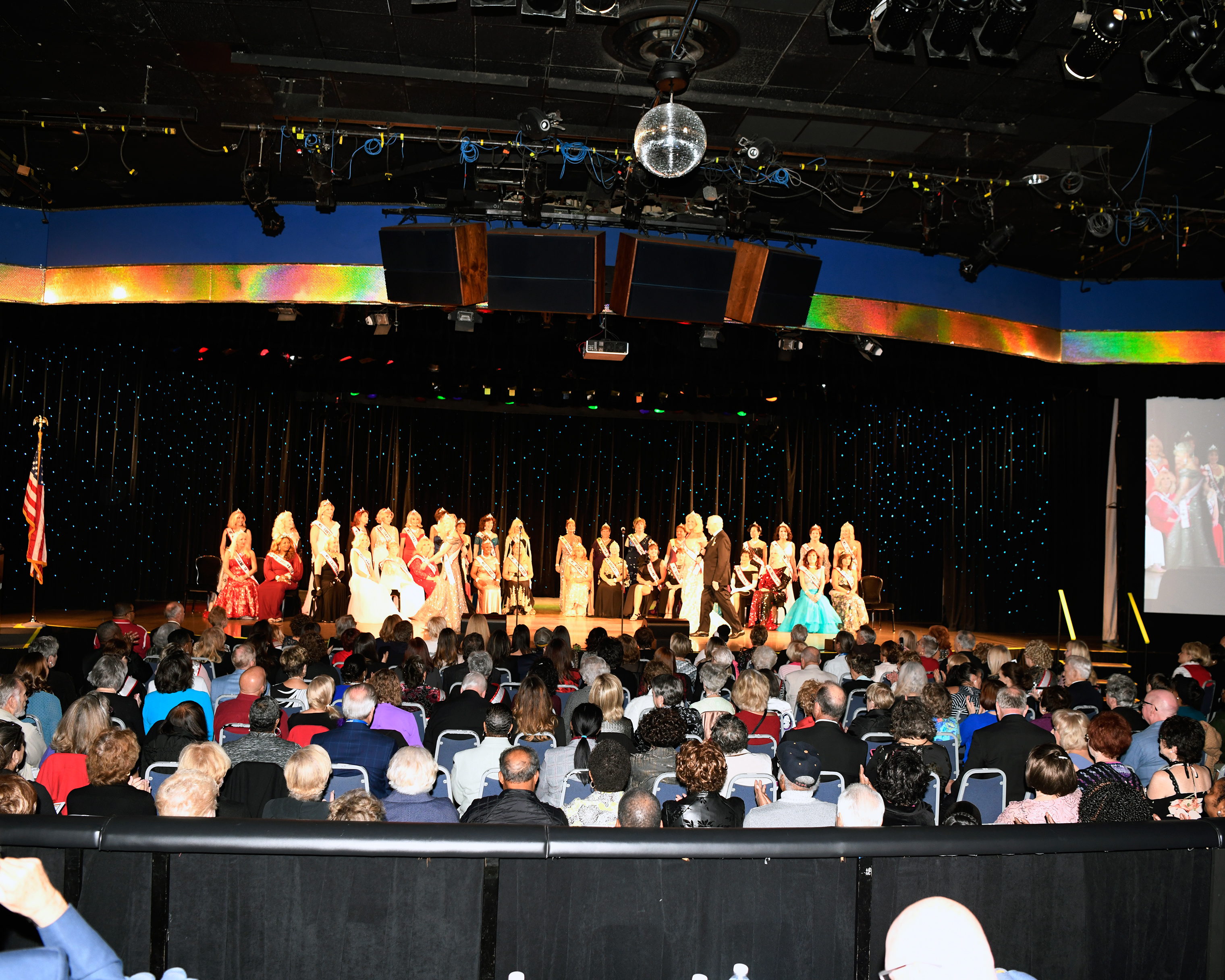 All the of the contestants line-up before the top 10 finalists are announced at the Ms. Senior America Pageant in Atlantic City, N.J. on Oct. 18, 2018. (Rosa Polin for TIME)
