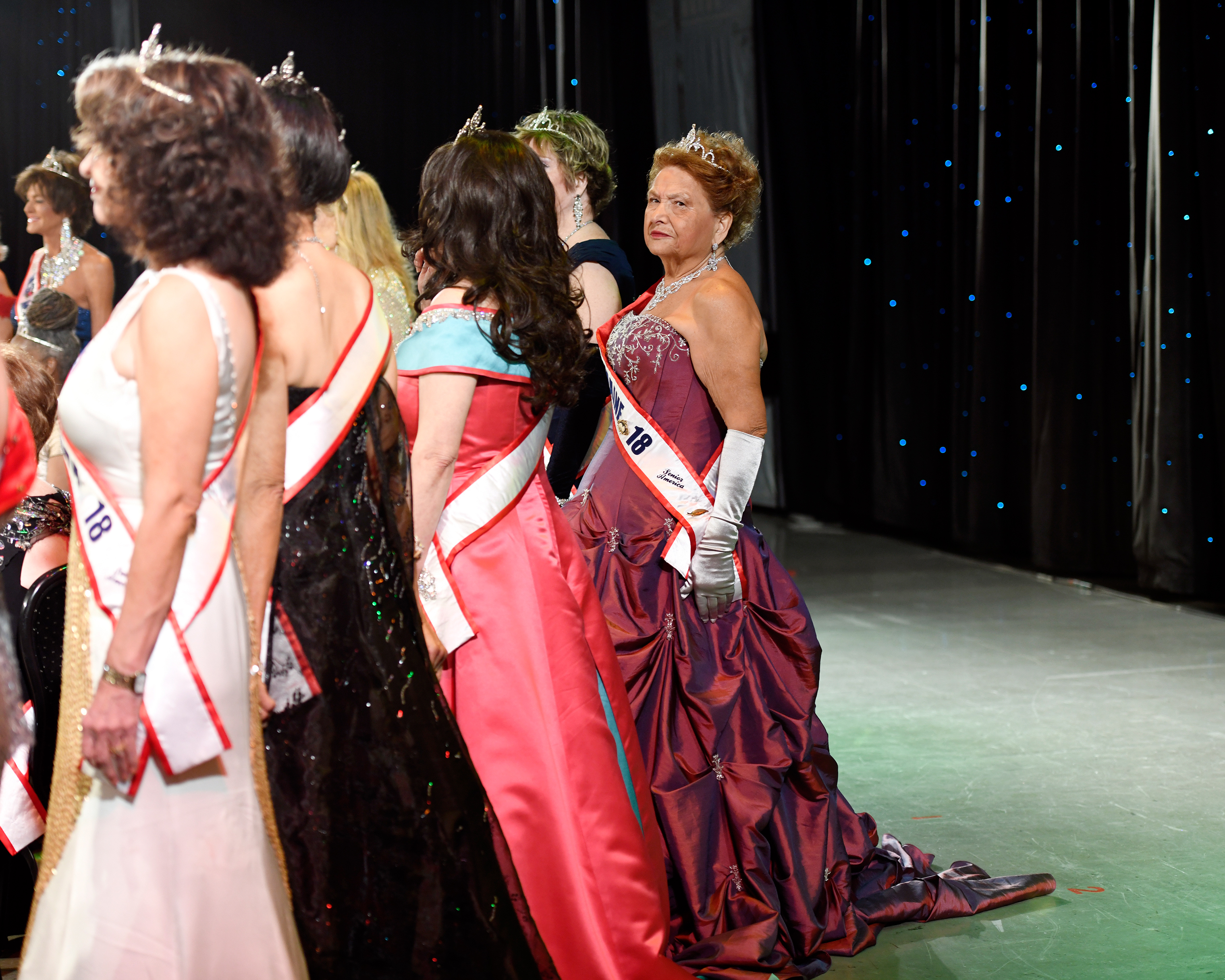 Fortunata Maluccio, Ms. Maine, right, and the rest of the contestants line-up for a group photo. (Rosa Polin for TIME)