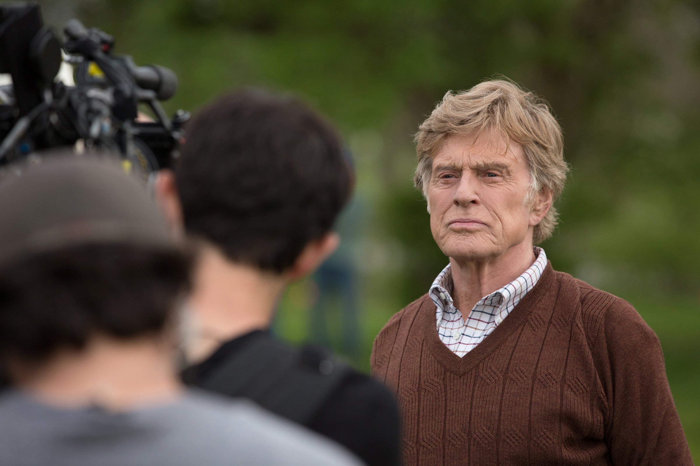 Robert Redford on the set of "The Old Man & the Gun" where he plays real-life bank robber Forrest Tucker.