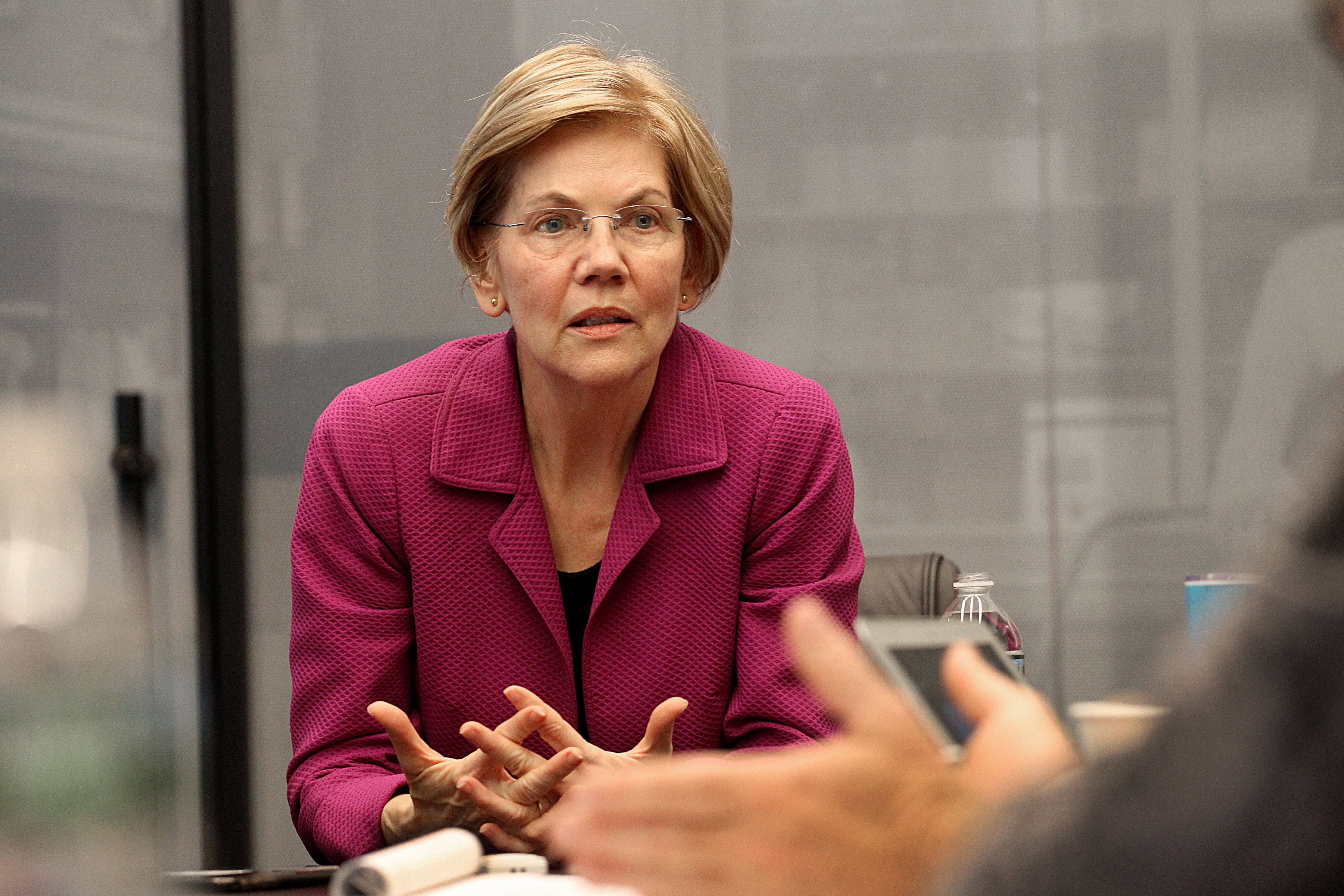 Senator Elizabeth Warren Speaks To Boston Globe Editorial Board