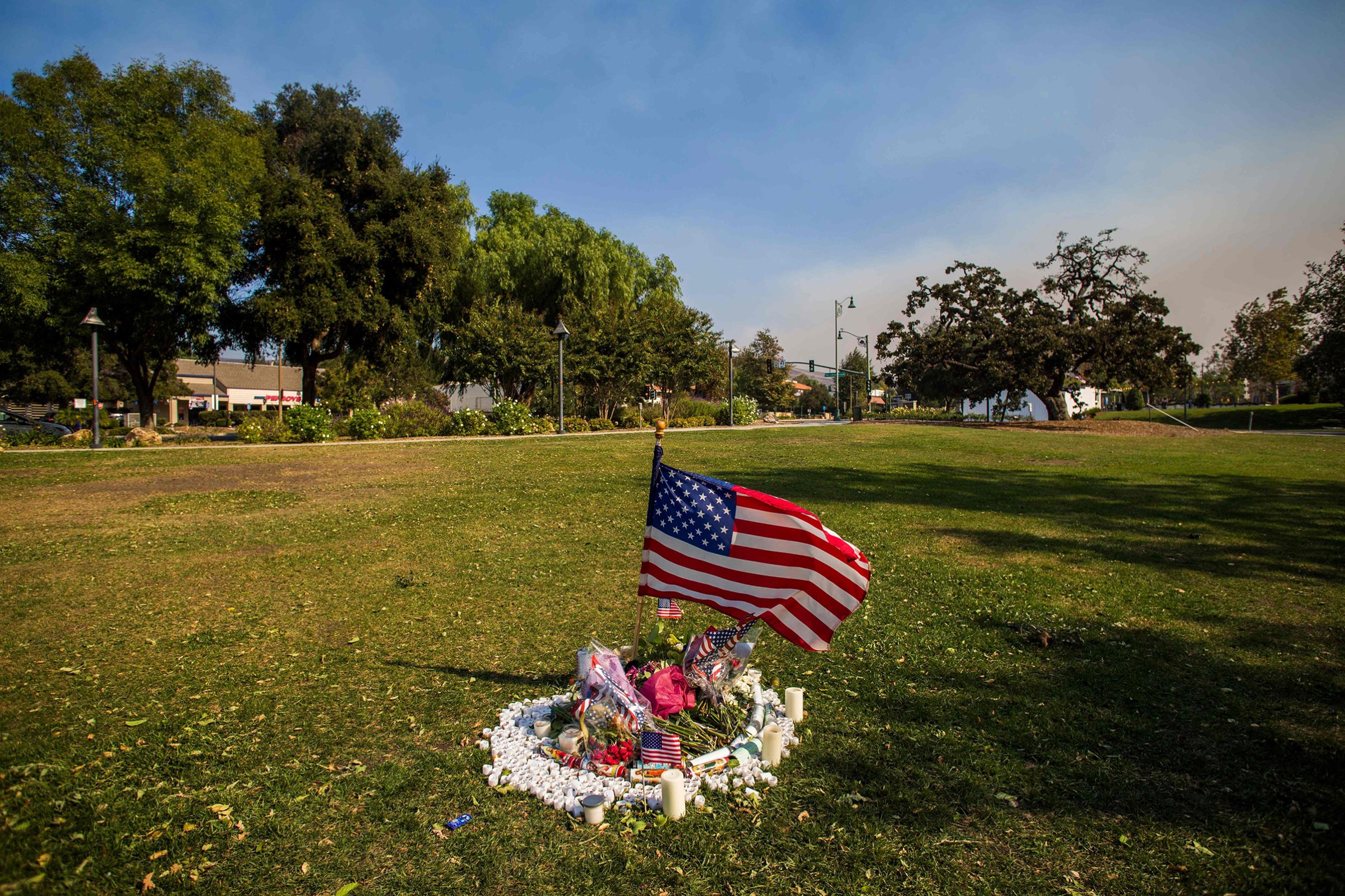 A memorial for the victims of the Thousand Oaks shooting