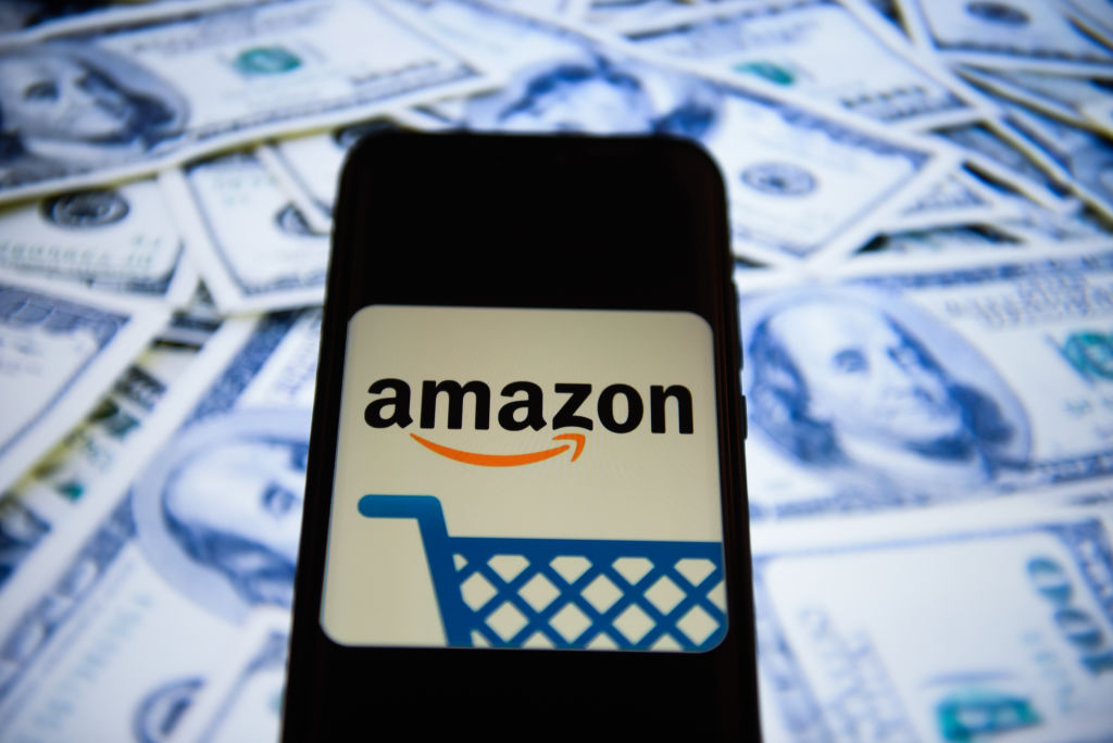 Amazon logo is seen on an android mobile phone. (SOPA Images—LightRocket via Getty Images)