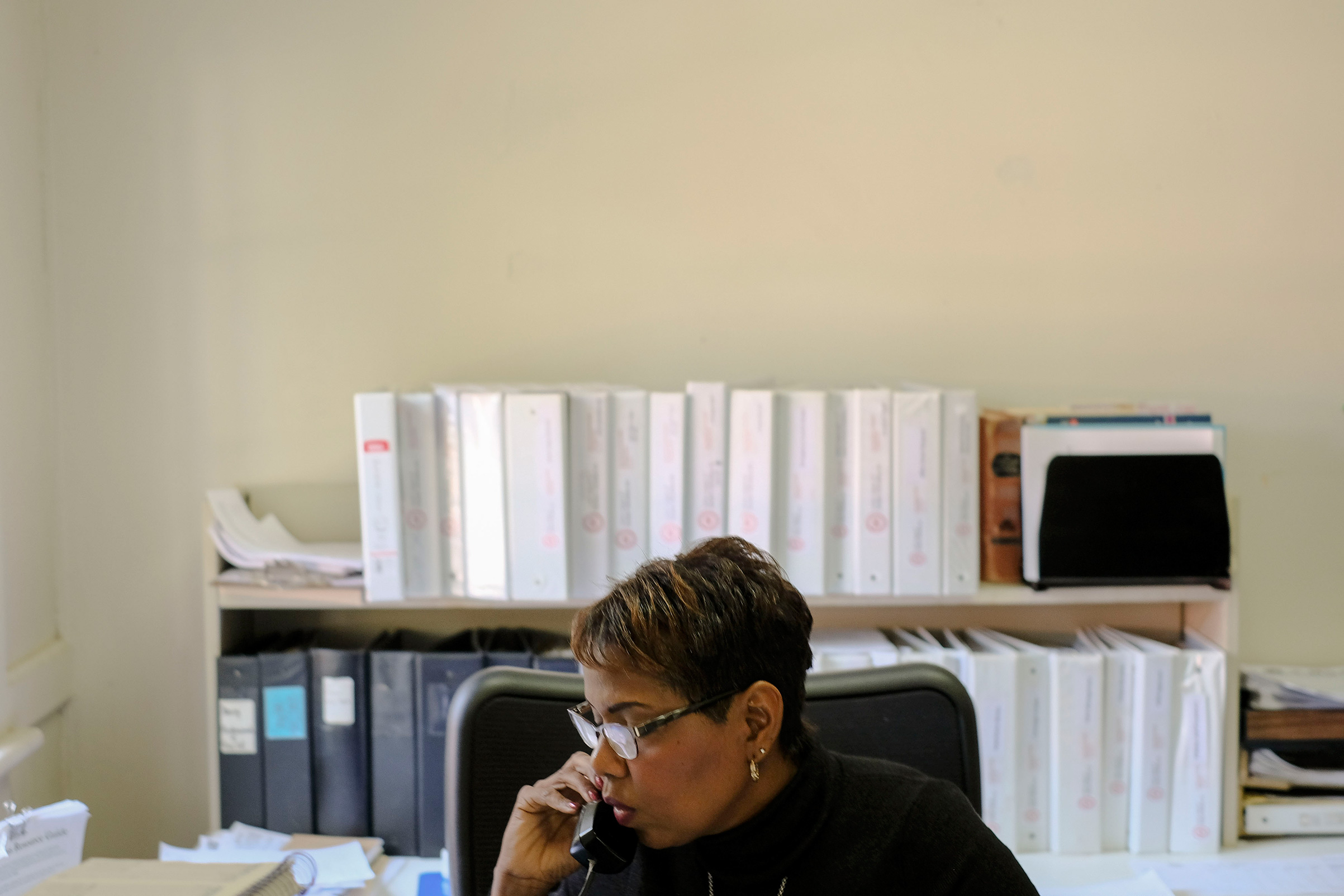 Susan Cooper coordinates voter calls at the Urban League of Greater Columbus, which has turned into an election day command unit for getting voters to the polls, in Columbus, Ga. on Nov. 6, 2018. (Gabriella Demczuk for TIME)