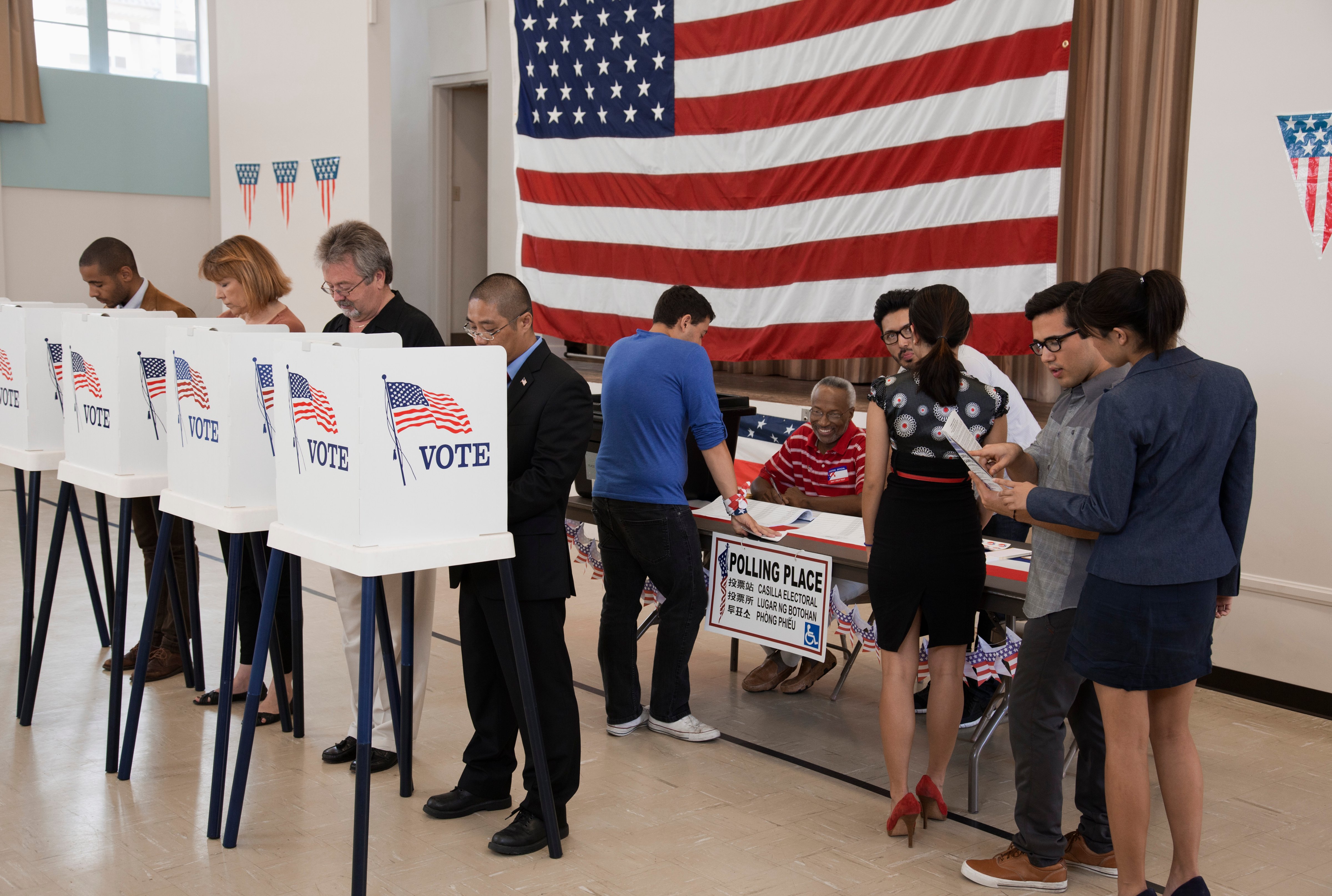 People voting in polling place