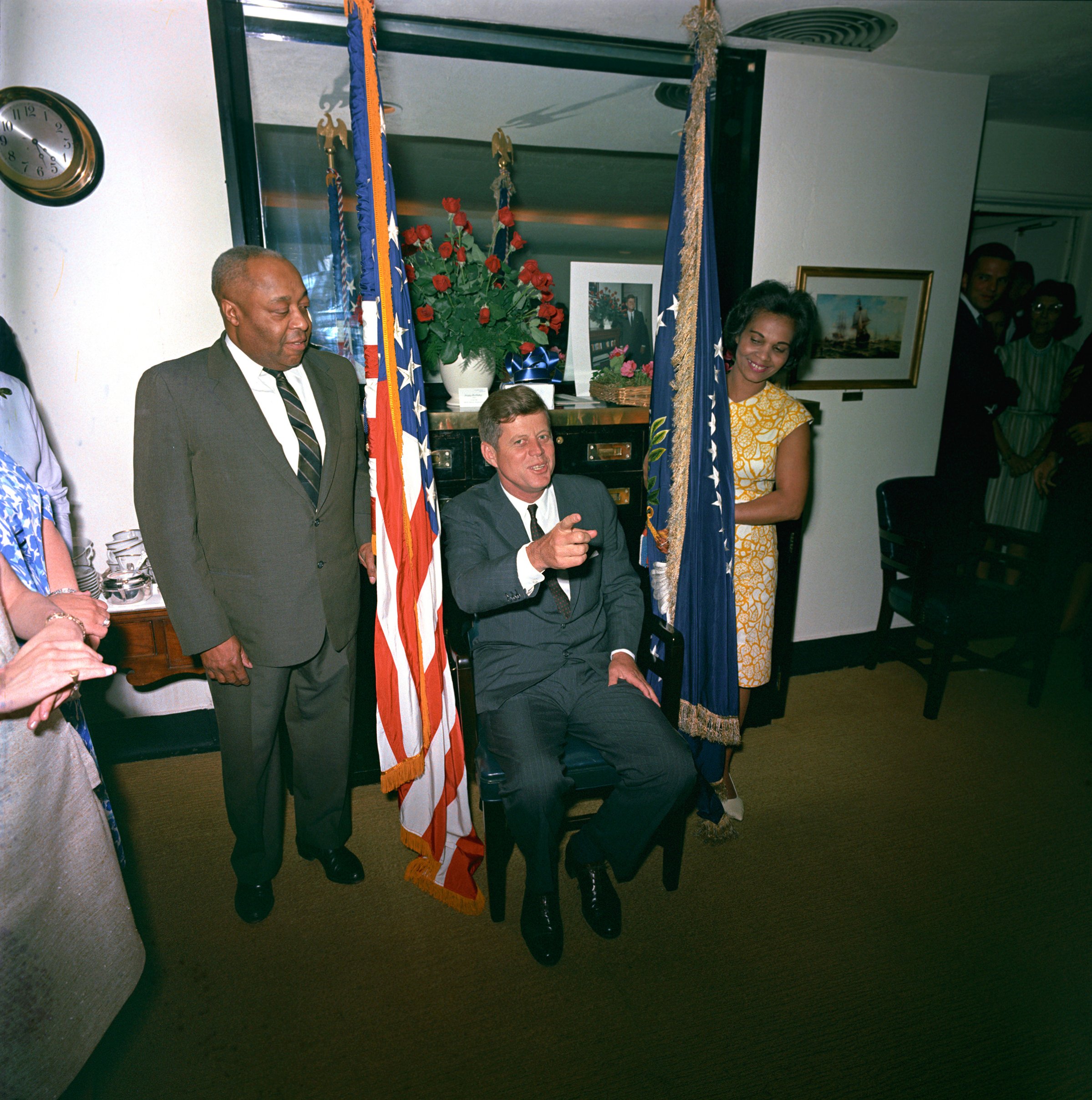 George E. Thomas, President John F. Kennedy's valet, attends a surprise birthday held for President Kennedy in Washington, D.C. on May 29, 1963.