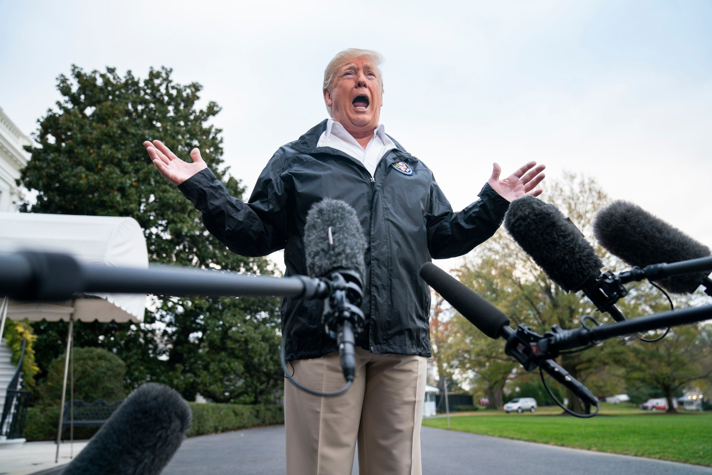 Trump speaks before departing White House to view wildfire damage in California, Washington, USA - 17 Nov 2018