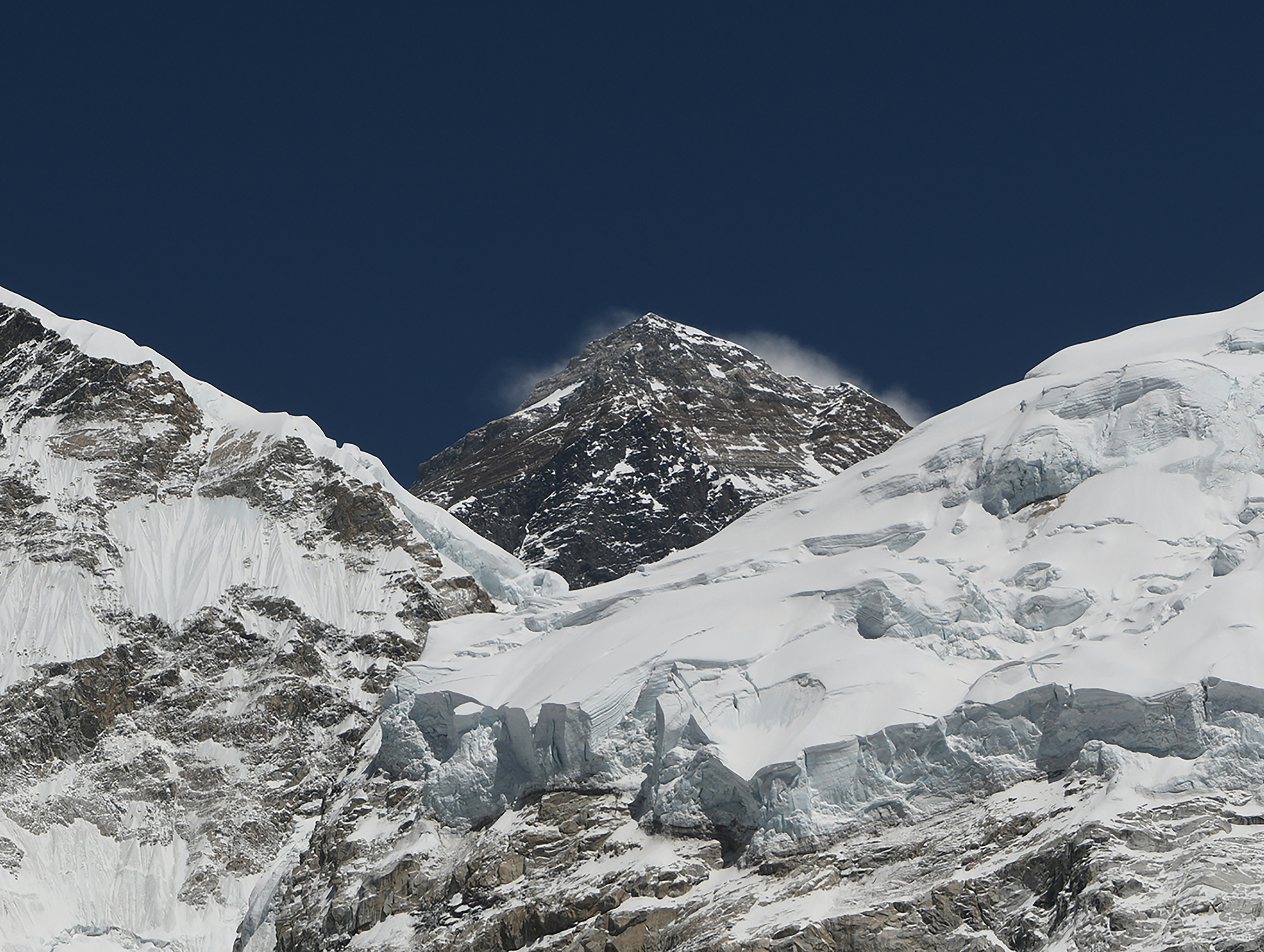 In this photograph taken on April 21, 2018, Mount Everest (height 8848 metres) is seen in the Everest region some 140 km northeast of the Nepali capital Kathmandu. (Prakash Mathema—AFP/Getty Images)