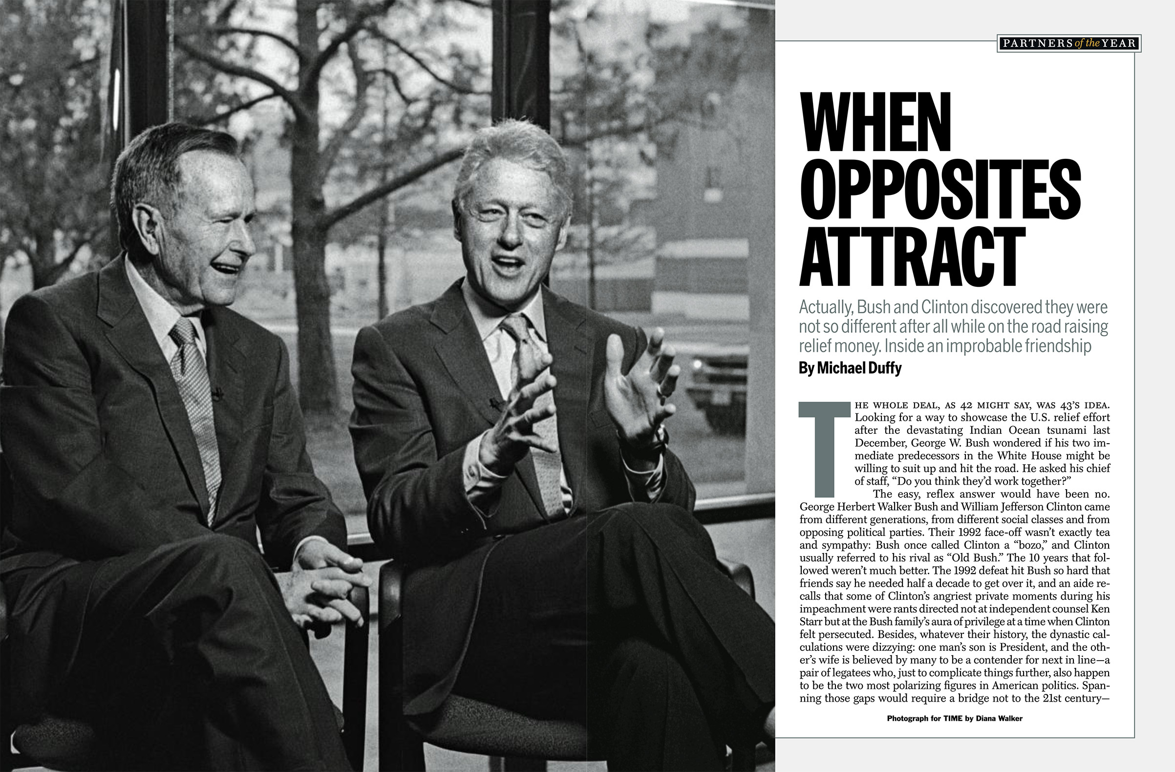 Bush and Clinton in TIME's December 26, 2005 / January 2, 2006 / U.S. Edition. (©TIME)